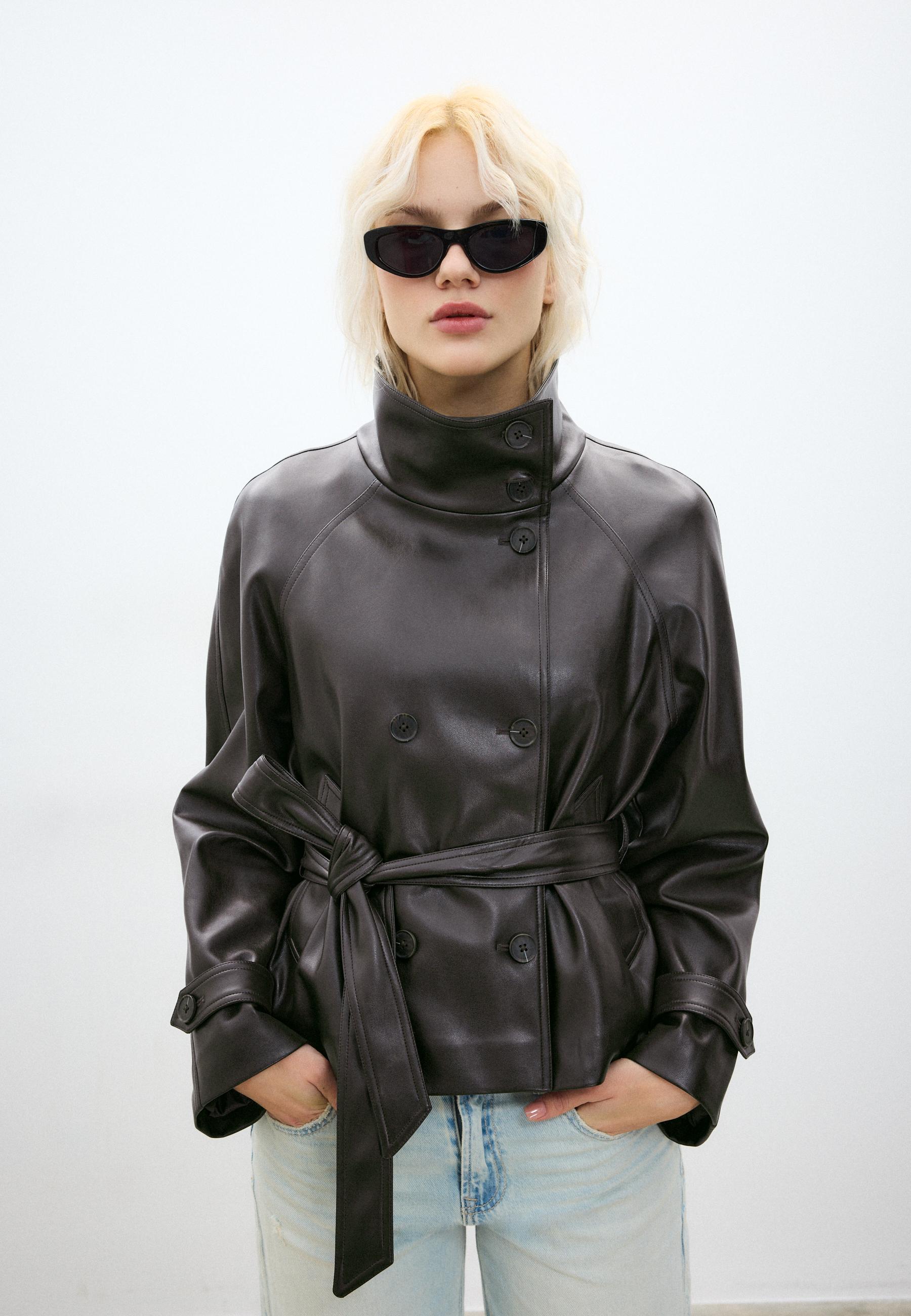 High neck leather effect trench coat - Women's fashion