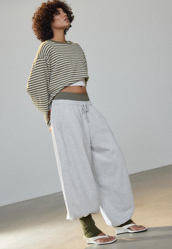 Stradivarius Joggingbroek Met Stoppers En Acid Wash Grijs Melange Xs