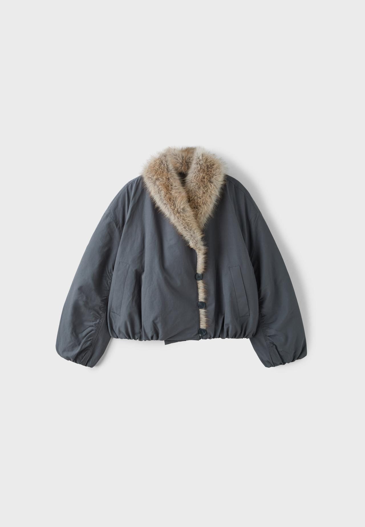 Padded jacket with faux fur shawl collar — Dark grey