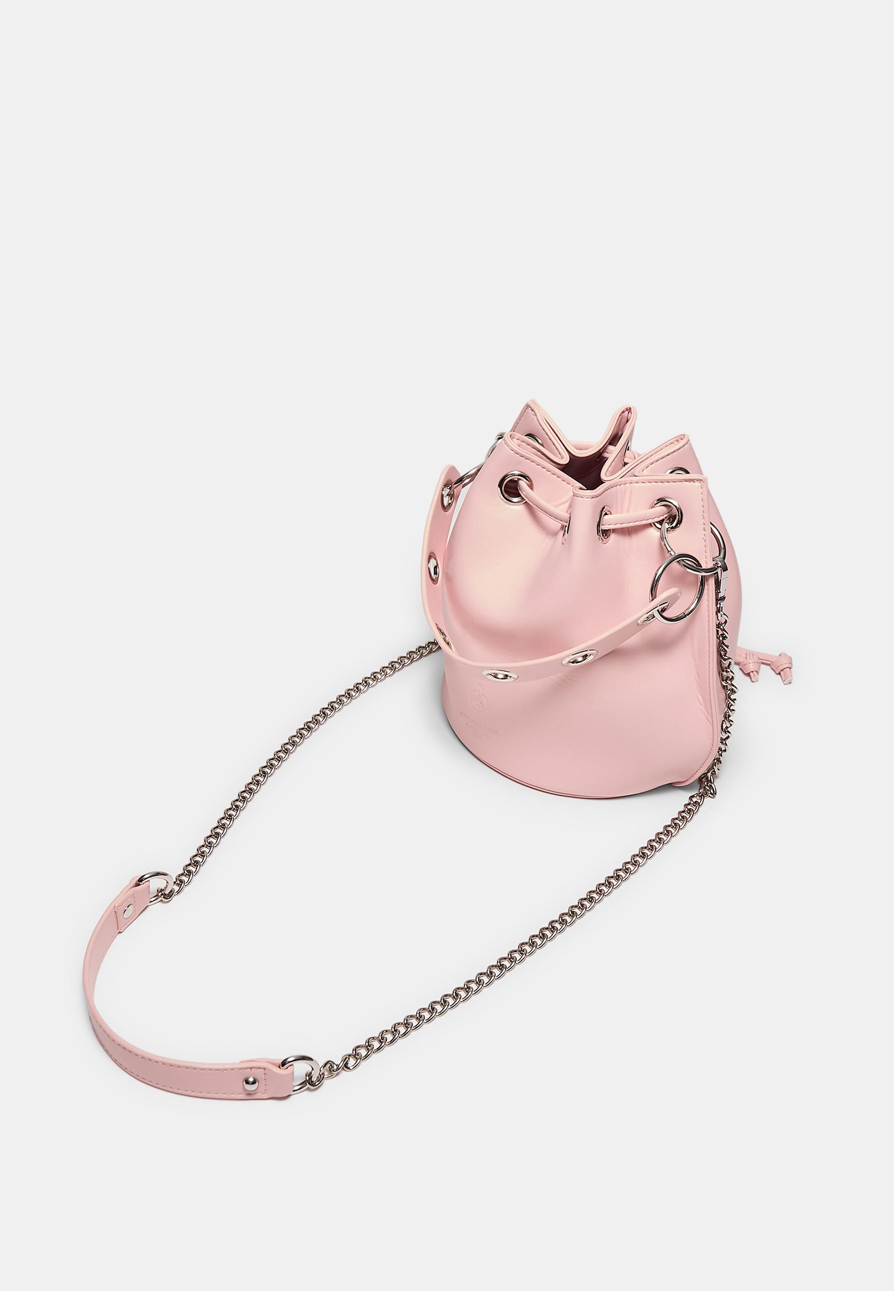 Rigid eyelet bucket bag — Pastel pink
