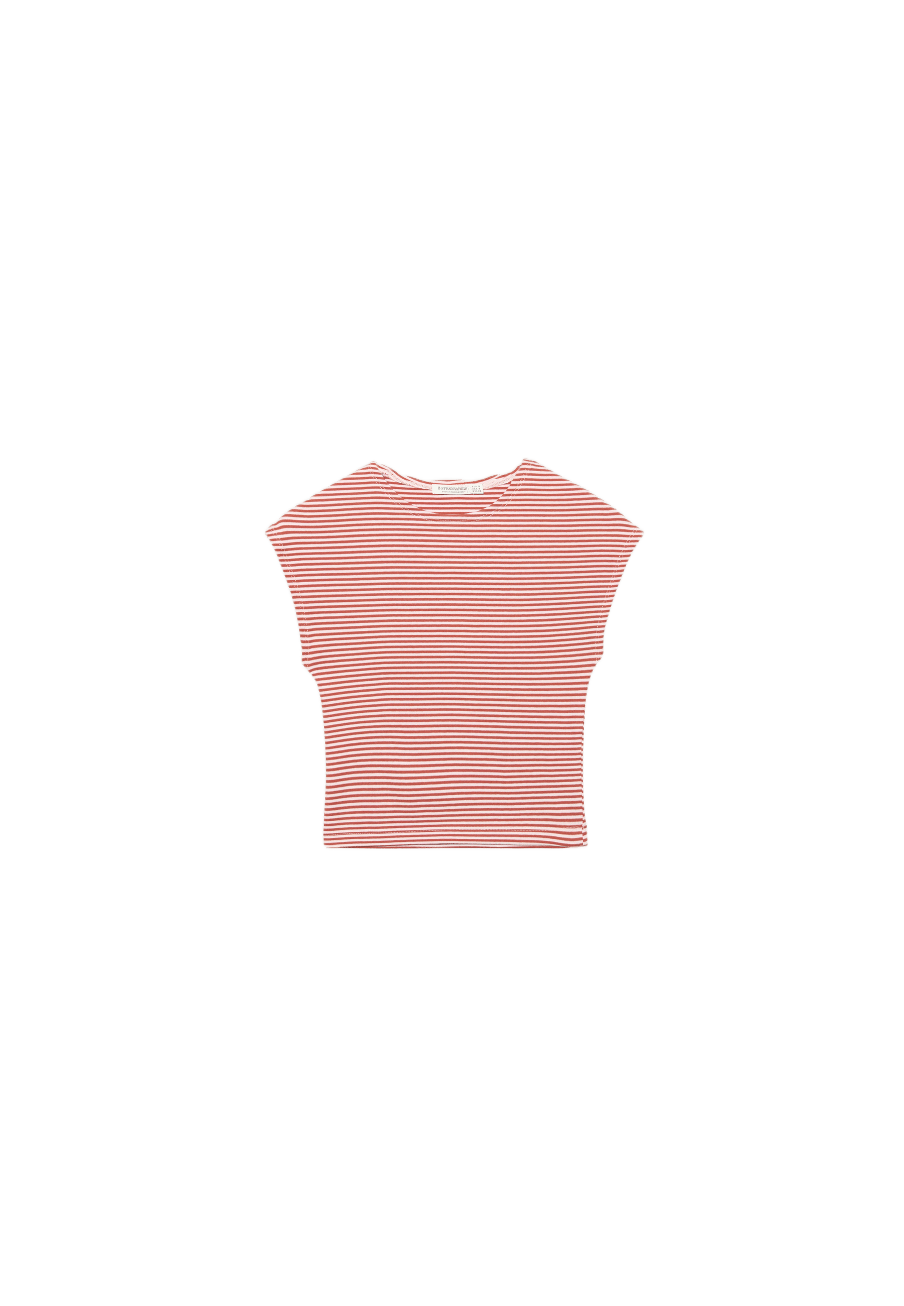 Çizgili mini kollu basic t-shirt - Görsel 9
