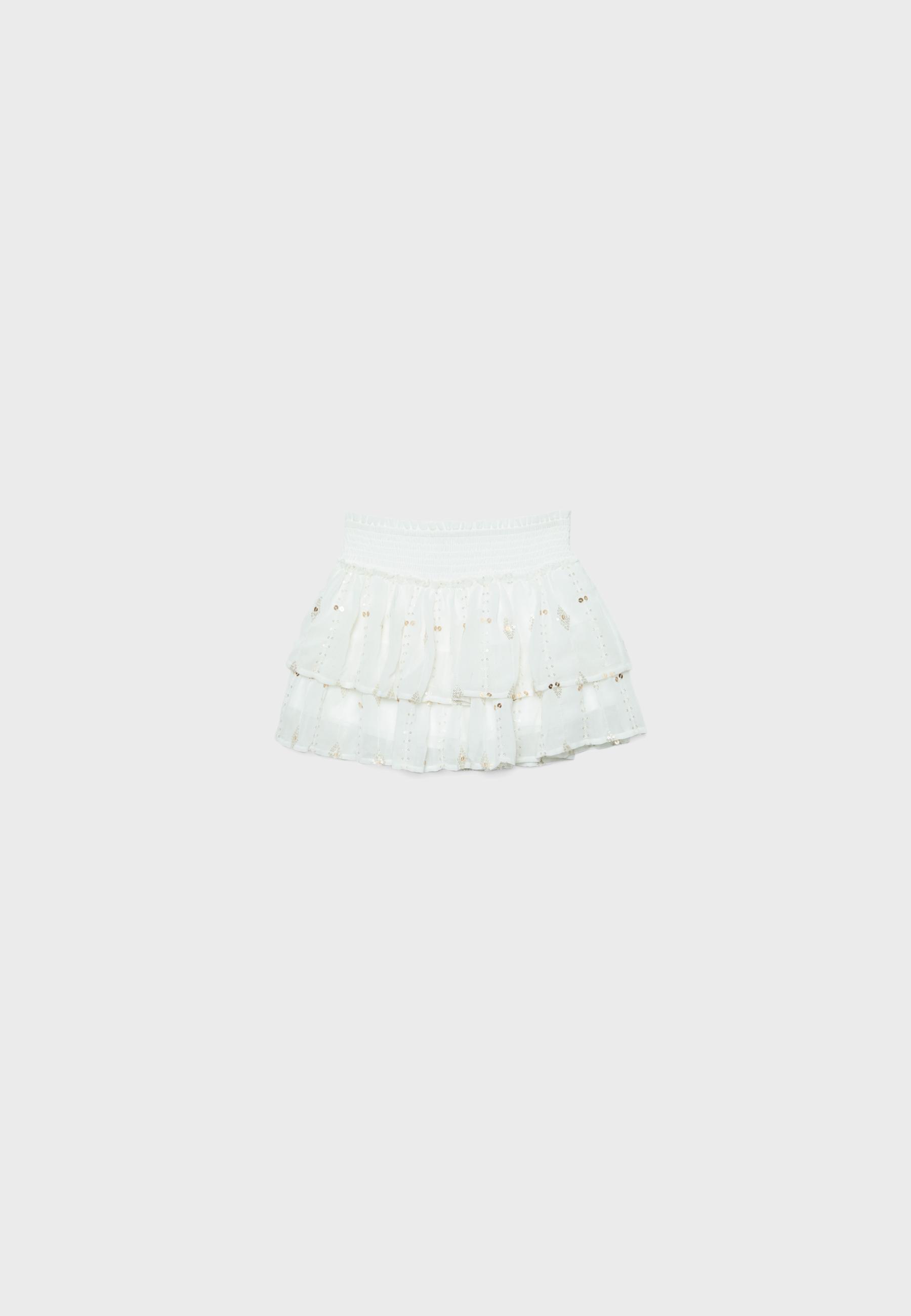 Embroidered mini skirt — Ecru