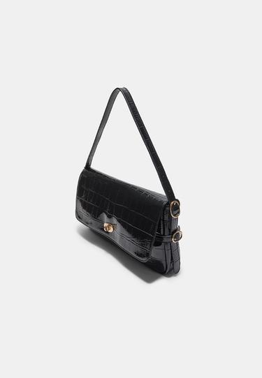 Maxi mock croc shoulder bag — Black 3