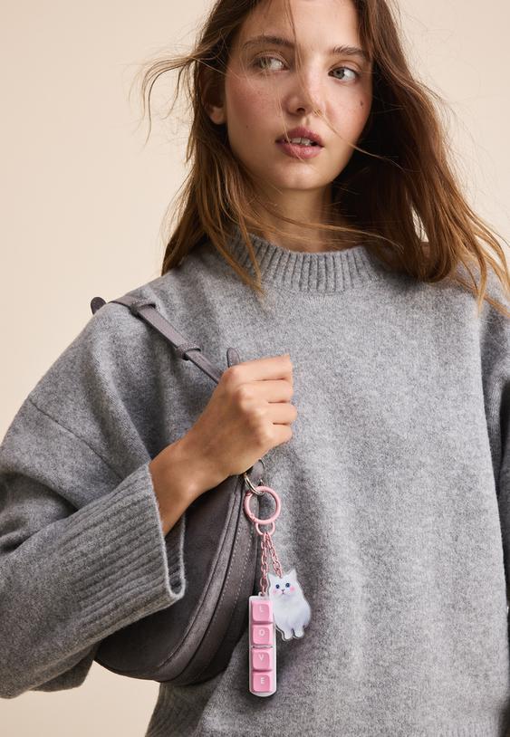 Stradivarius Μπρελόκ Charm Με Πλήκτρα Πληκτρολογίου Παστέλ Ροζ Os