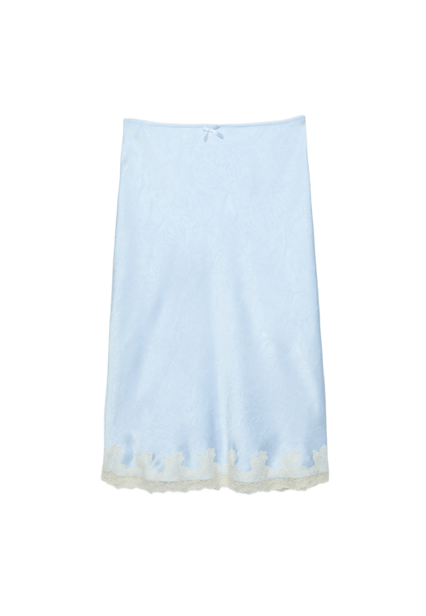 Satin skirt with contrast lace — Sky blue