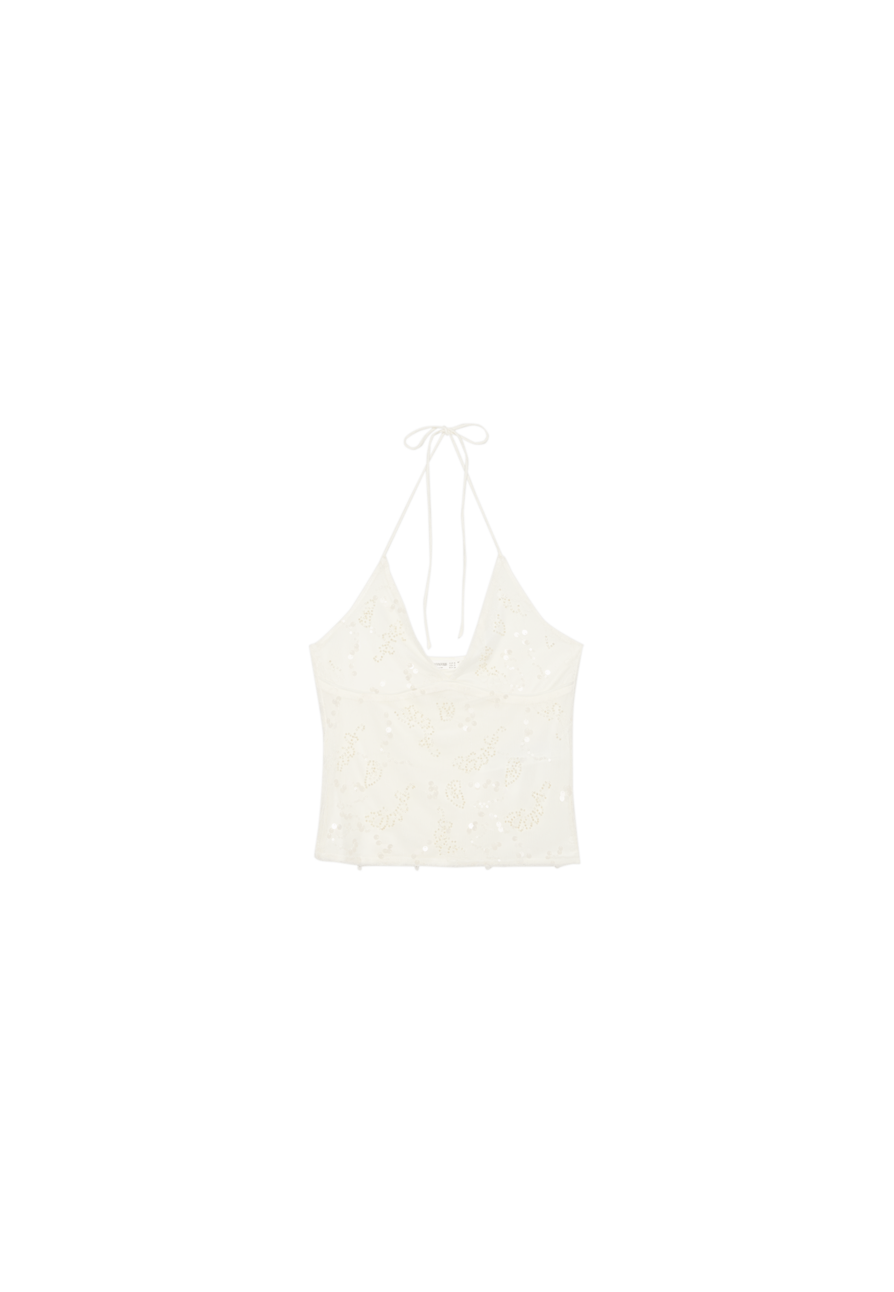 Embroidered sequin halter top — Vanilla