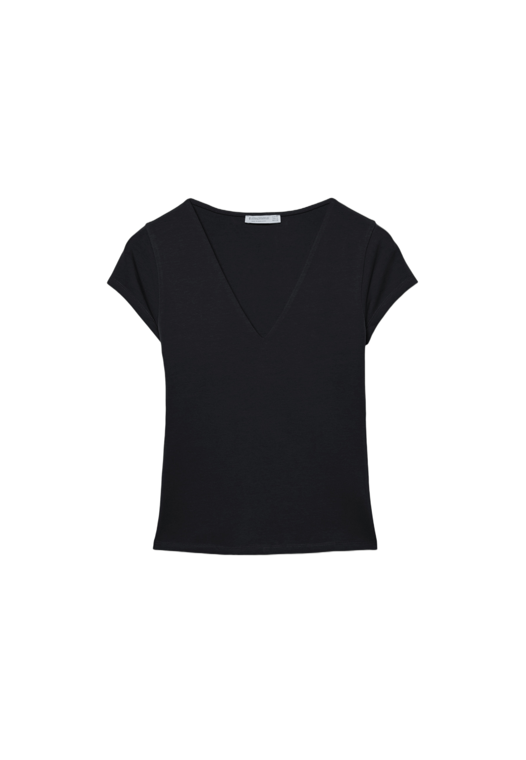 V-neck short sleeve T-shirt — Black