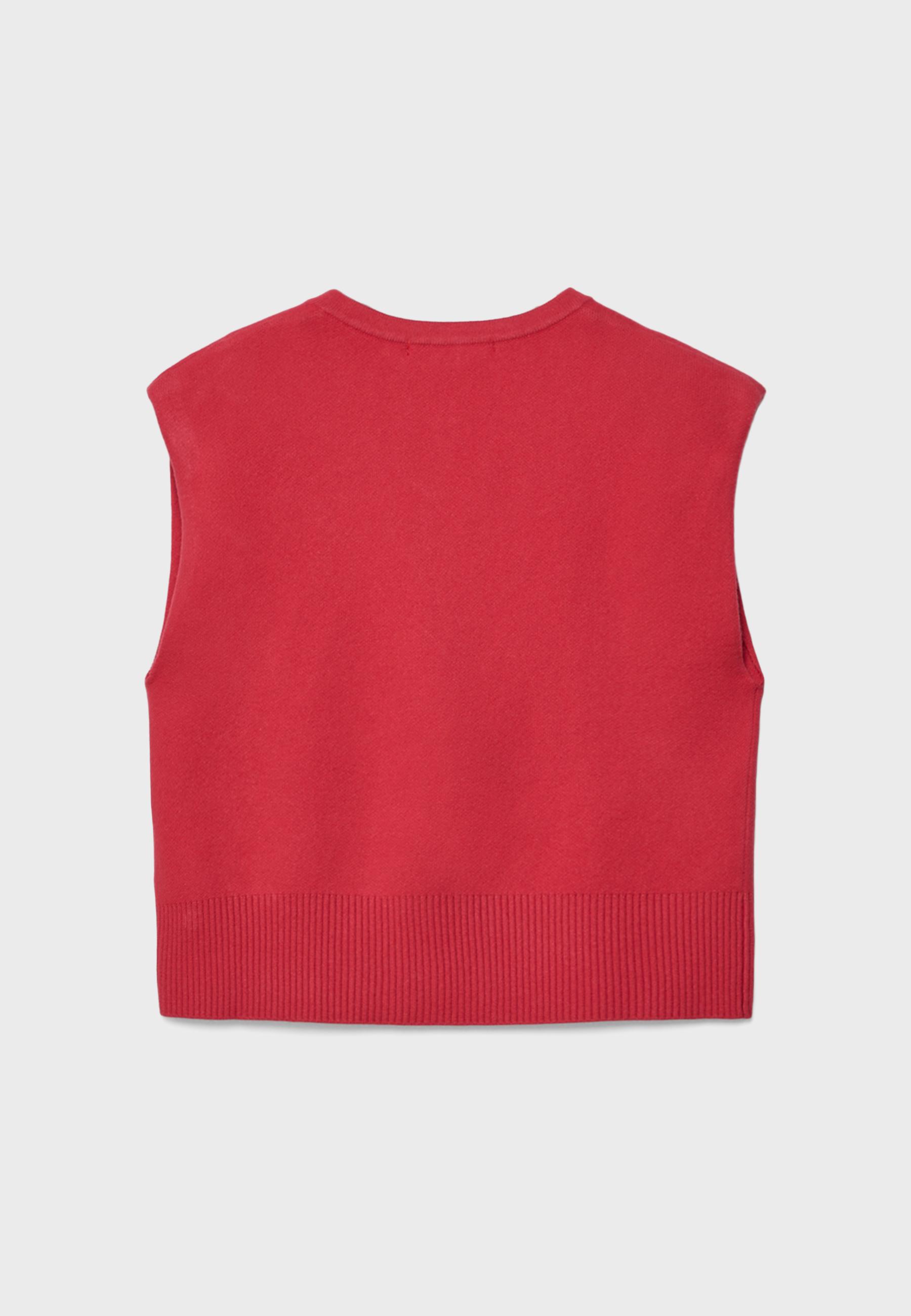 Knit vest with padded shoulders — Red