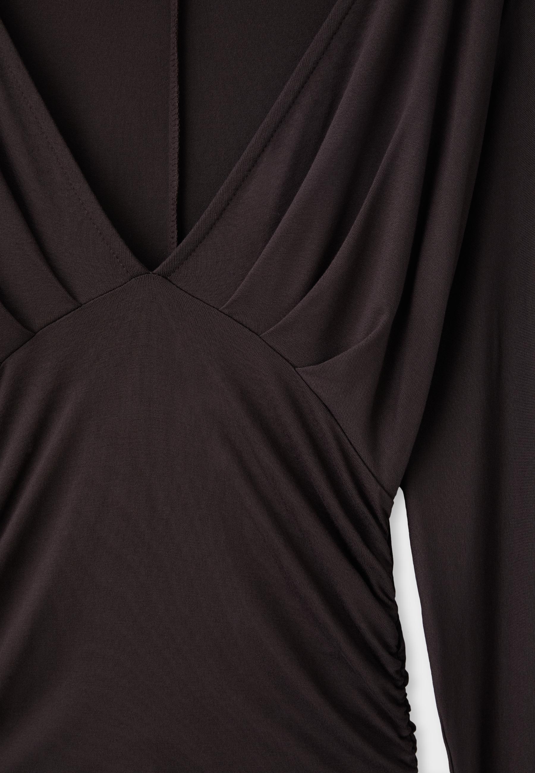 Long sleeve V-neck T-shirt — Brown