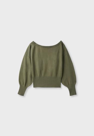 Asymmetric ribbed hem knit jumper — Khaki 9