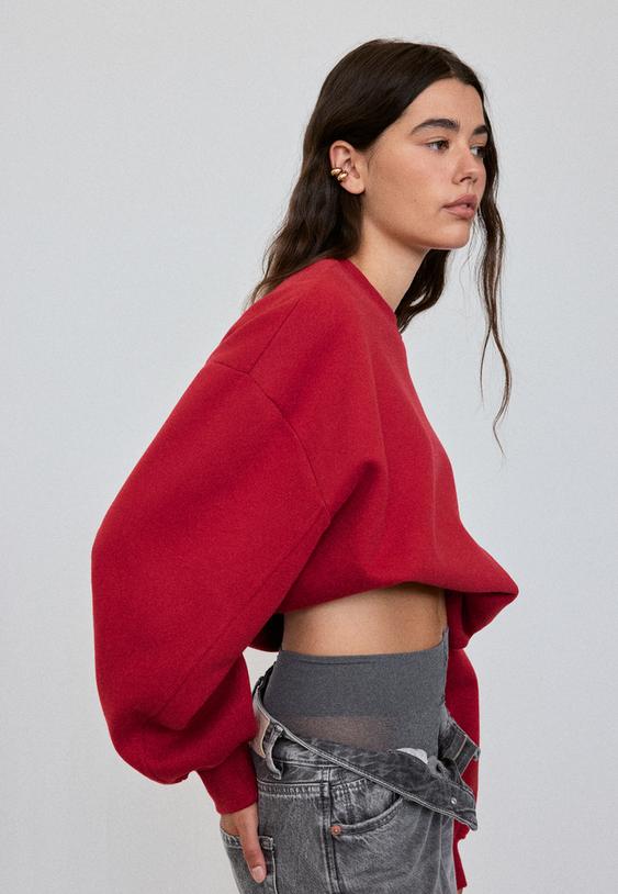 Stradivarius Basic Sweatshirt Red M