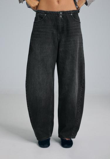 Barrel fit jeans with adjuster — BLACK DENIM WASH 3