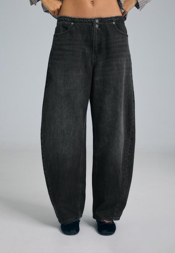 Stradivarius Állítható Derekú, Hordó Szabású Farmer 0-709 32