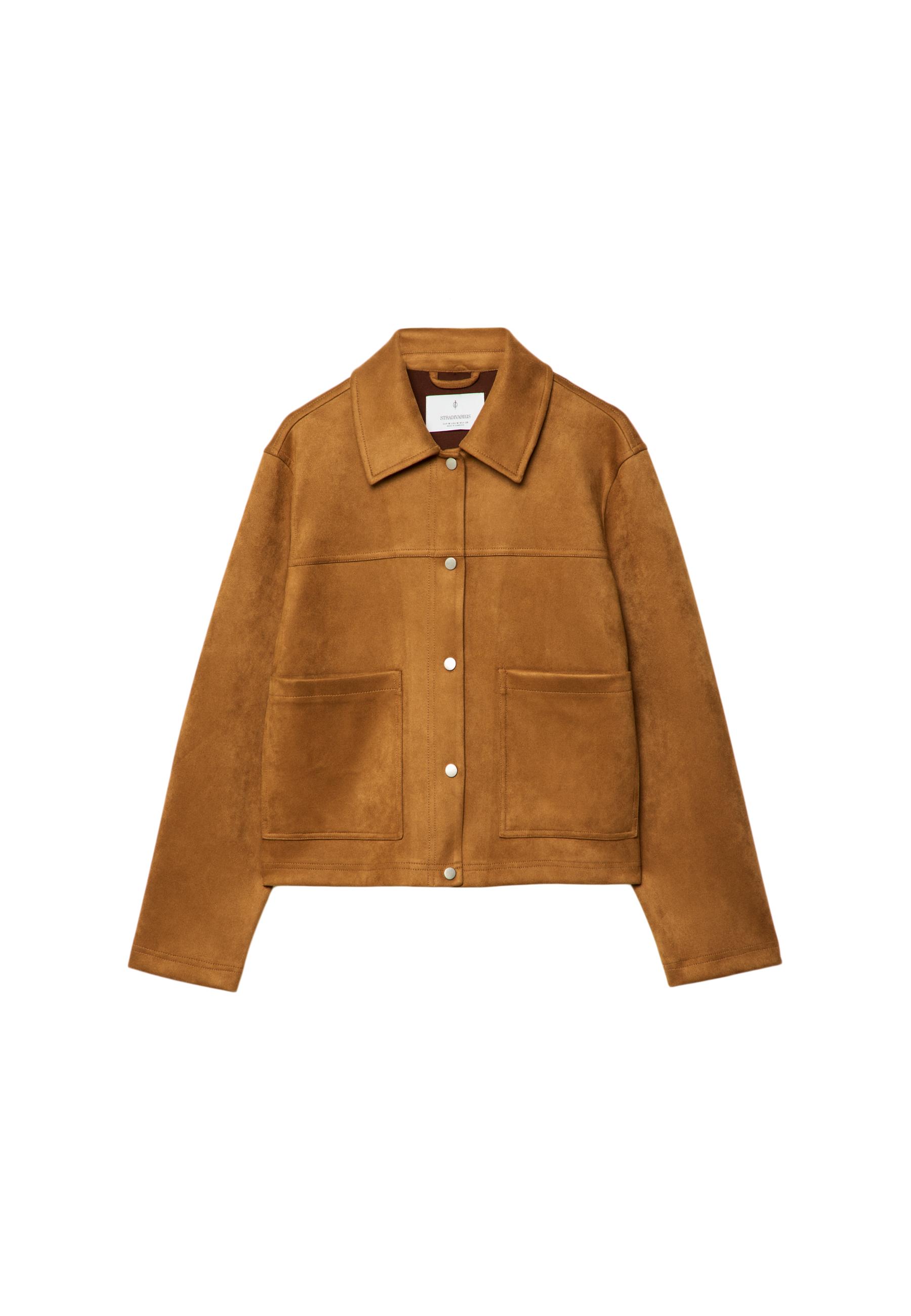 Faux suede jacket — Pale camel