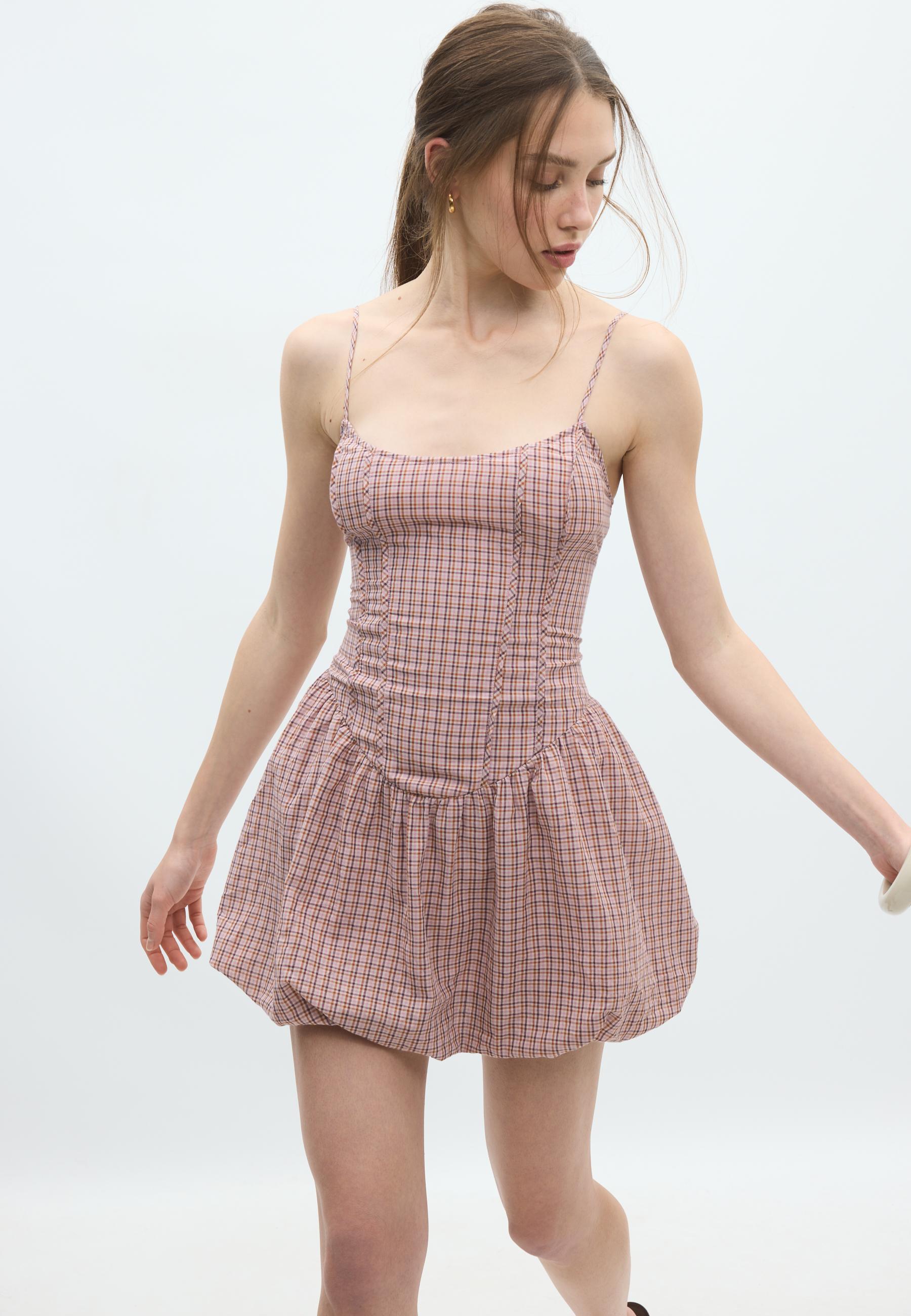 Short strappy balloon dress — Pastel pink