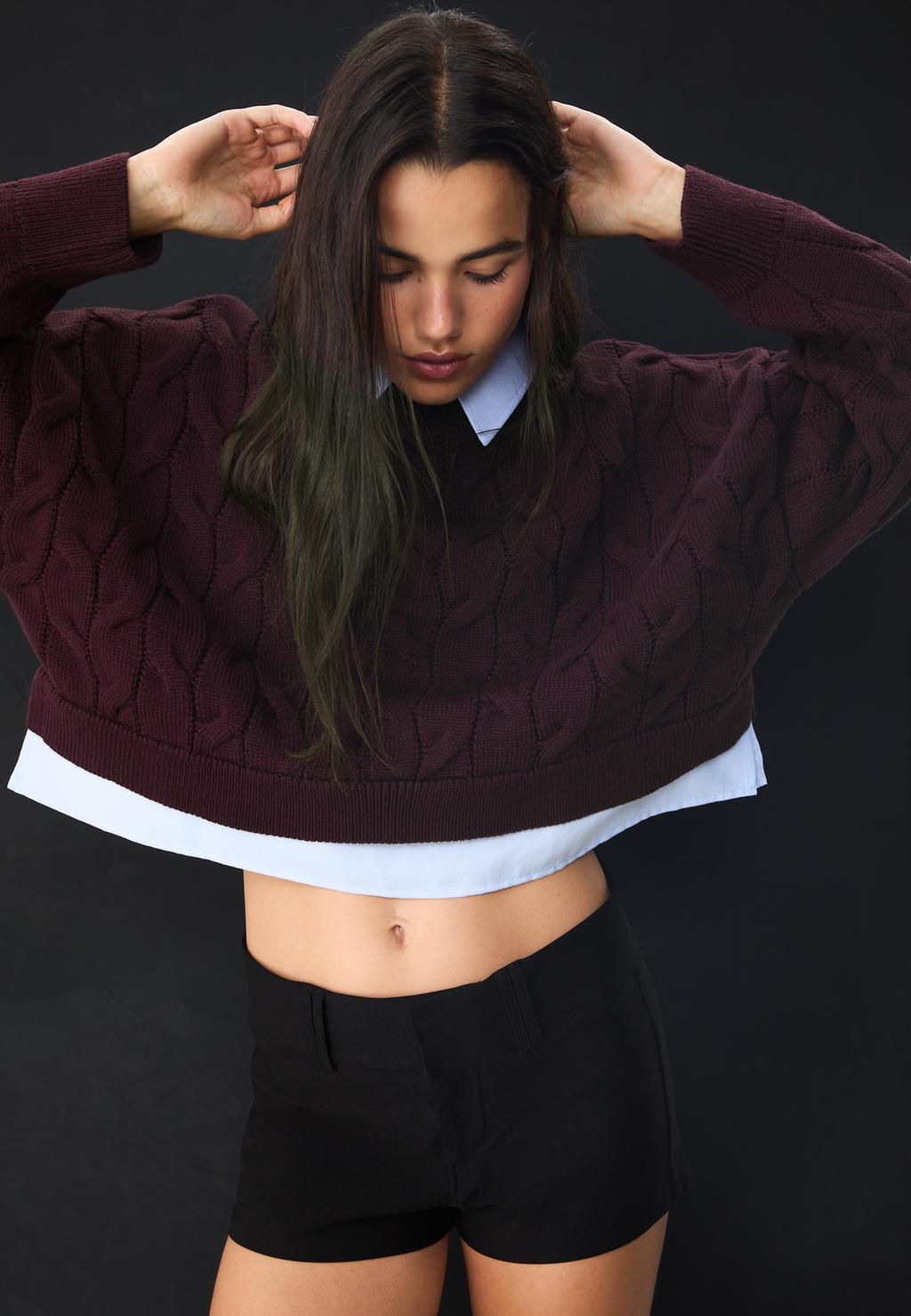 Camisola de malha combinada