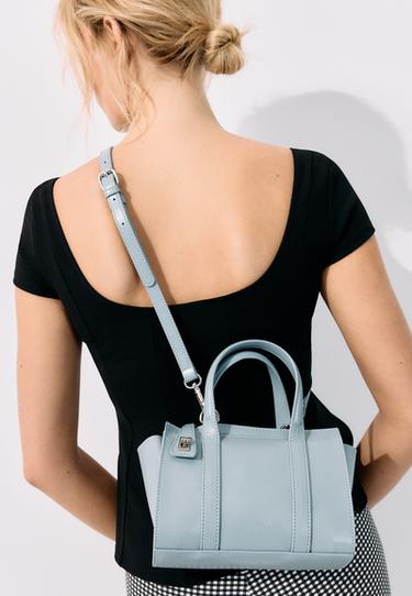 Mini tote bag with closure — Sky blue 5