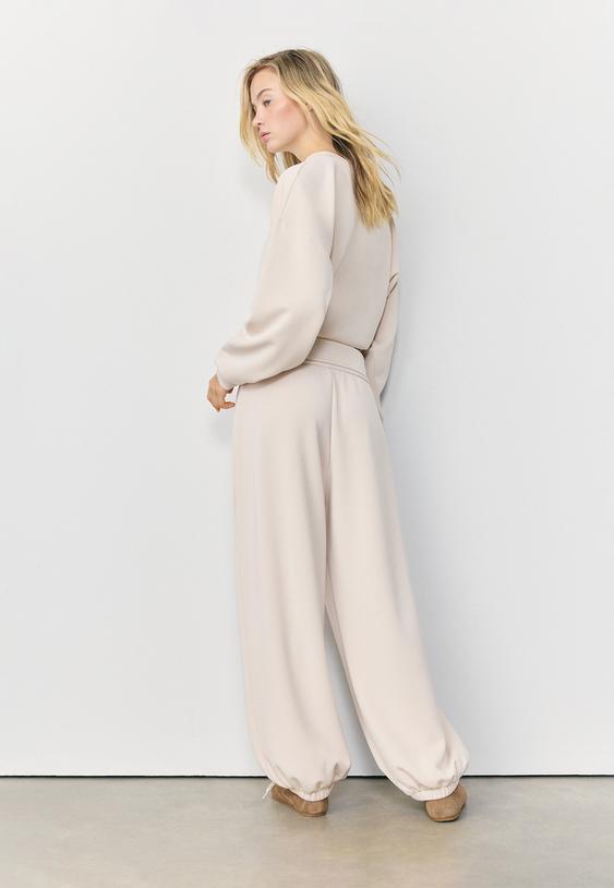 pantaloni jogger a palloncino con vita ripiegata effetto morbido