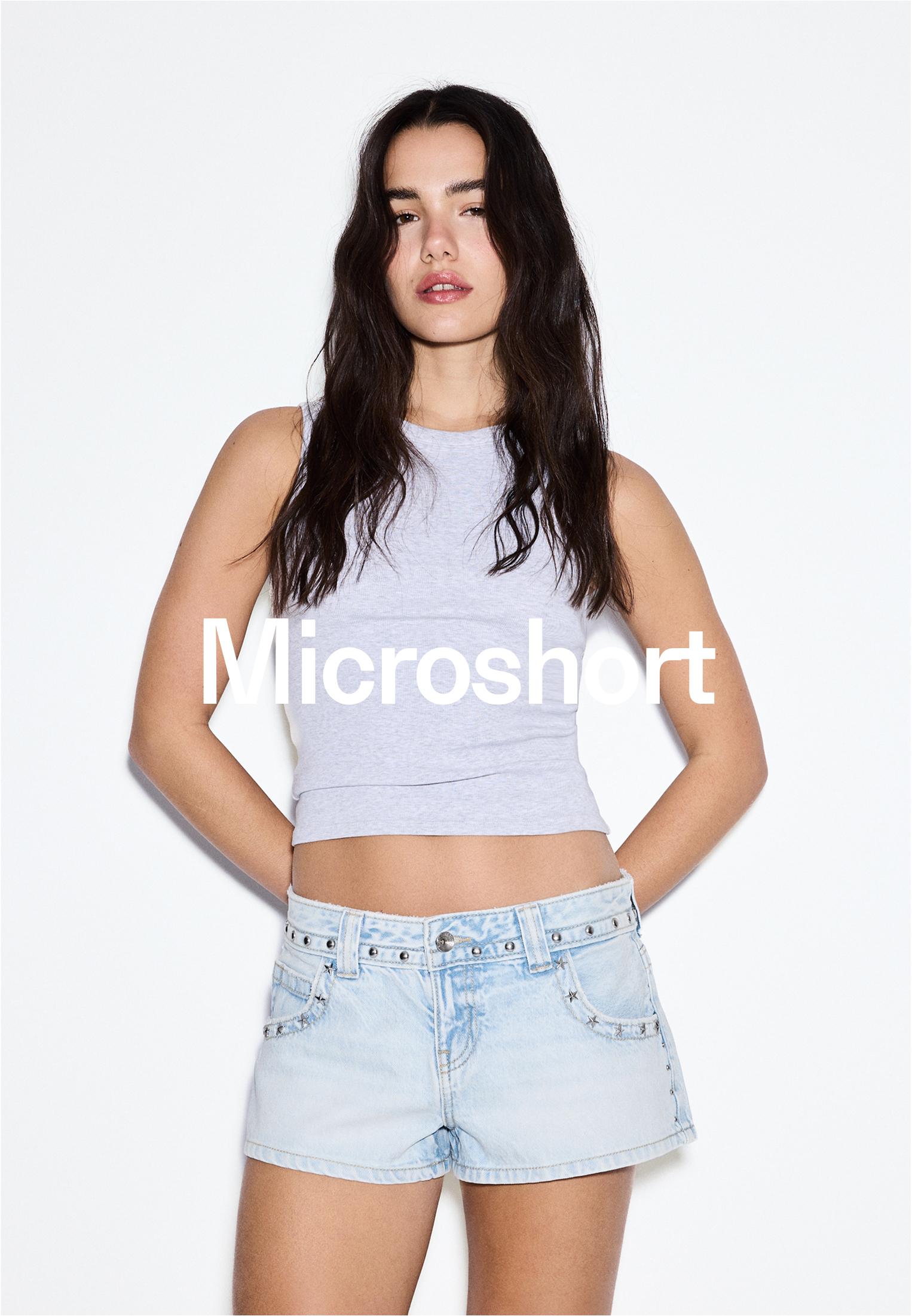 Studded star shorts — MEDIUM LIGHT BLUE DENIM
