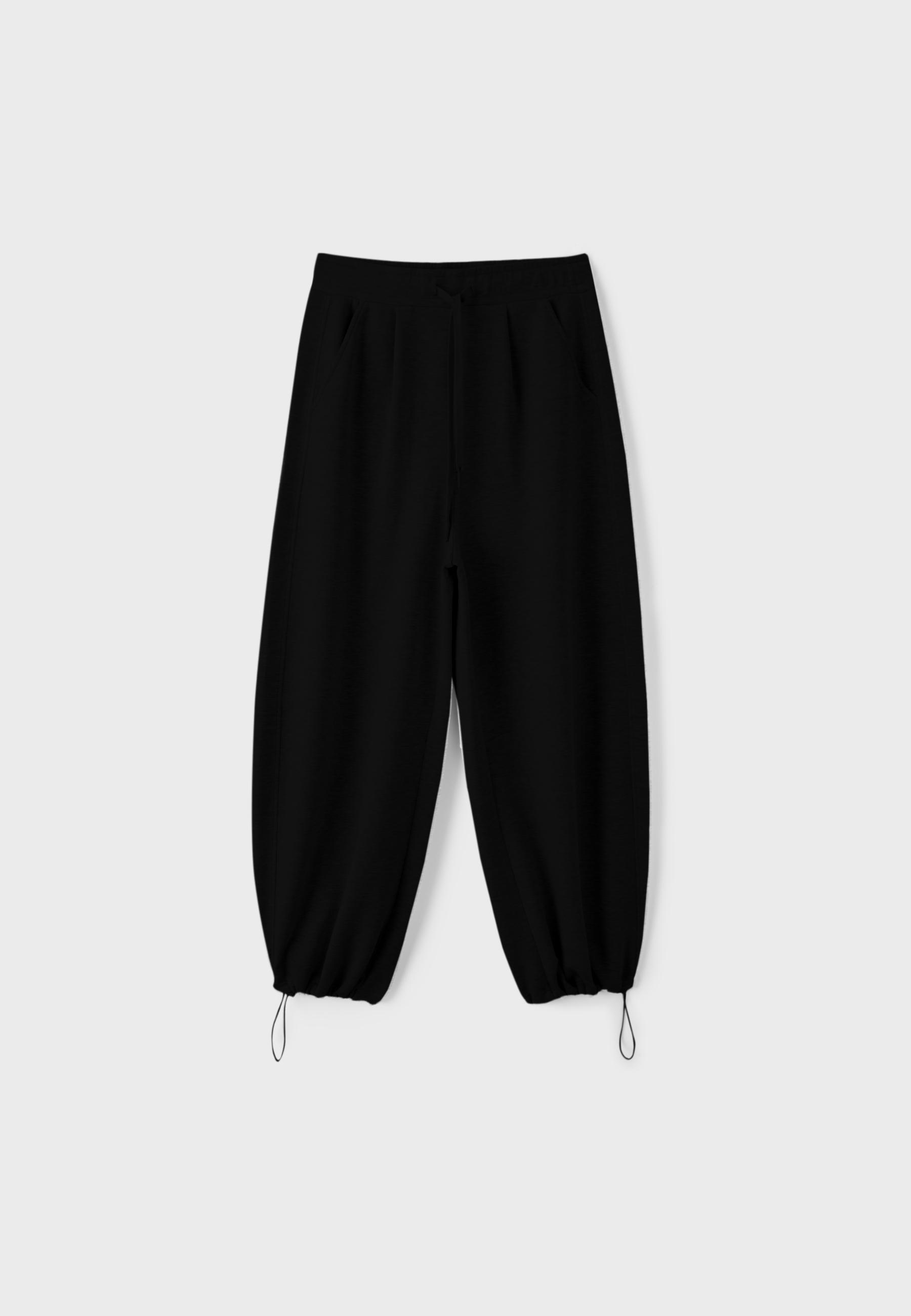 Soft-touch barrel joggers with stoppers — Black