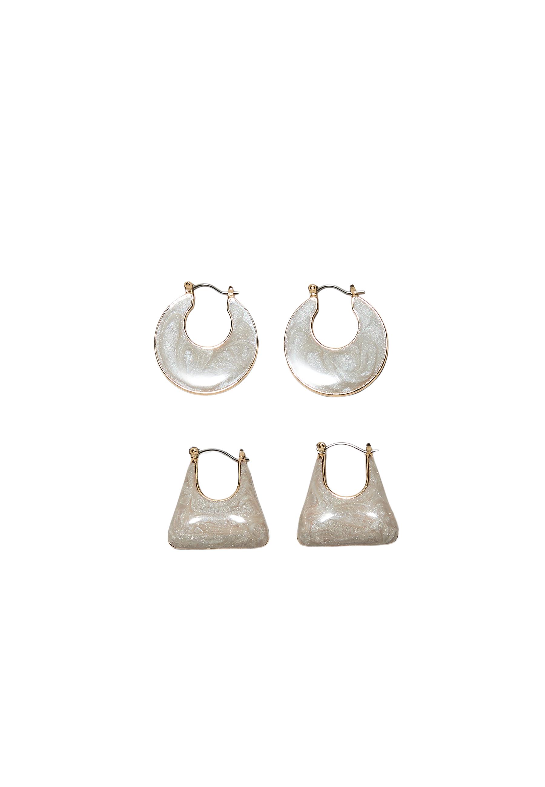 Set of 2 enamel hoop earrings — Gold