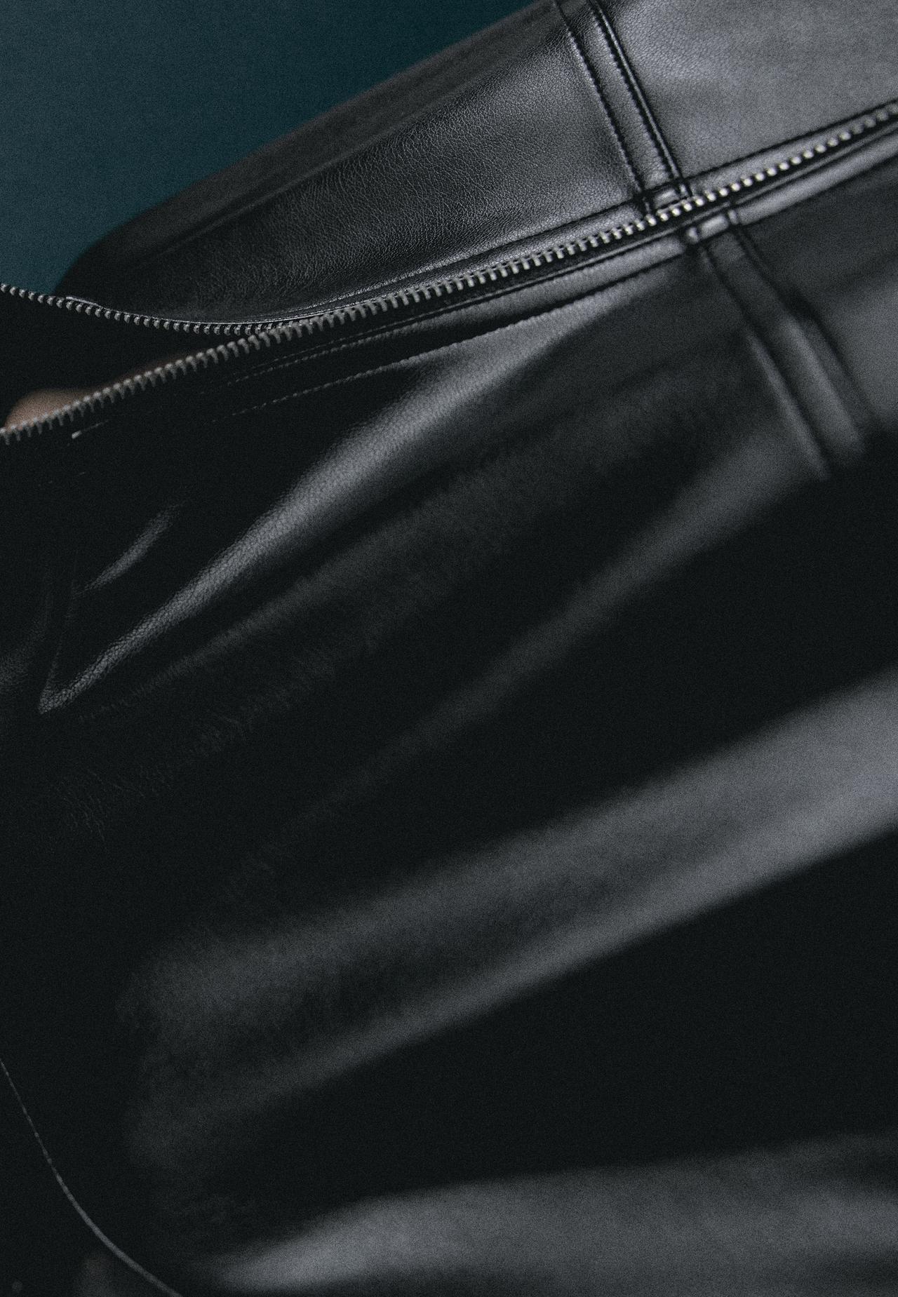 Leather effect belted bomber jacket — Black