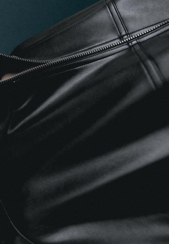 suni deri balon kemerli ceket