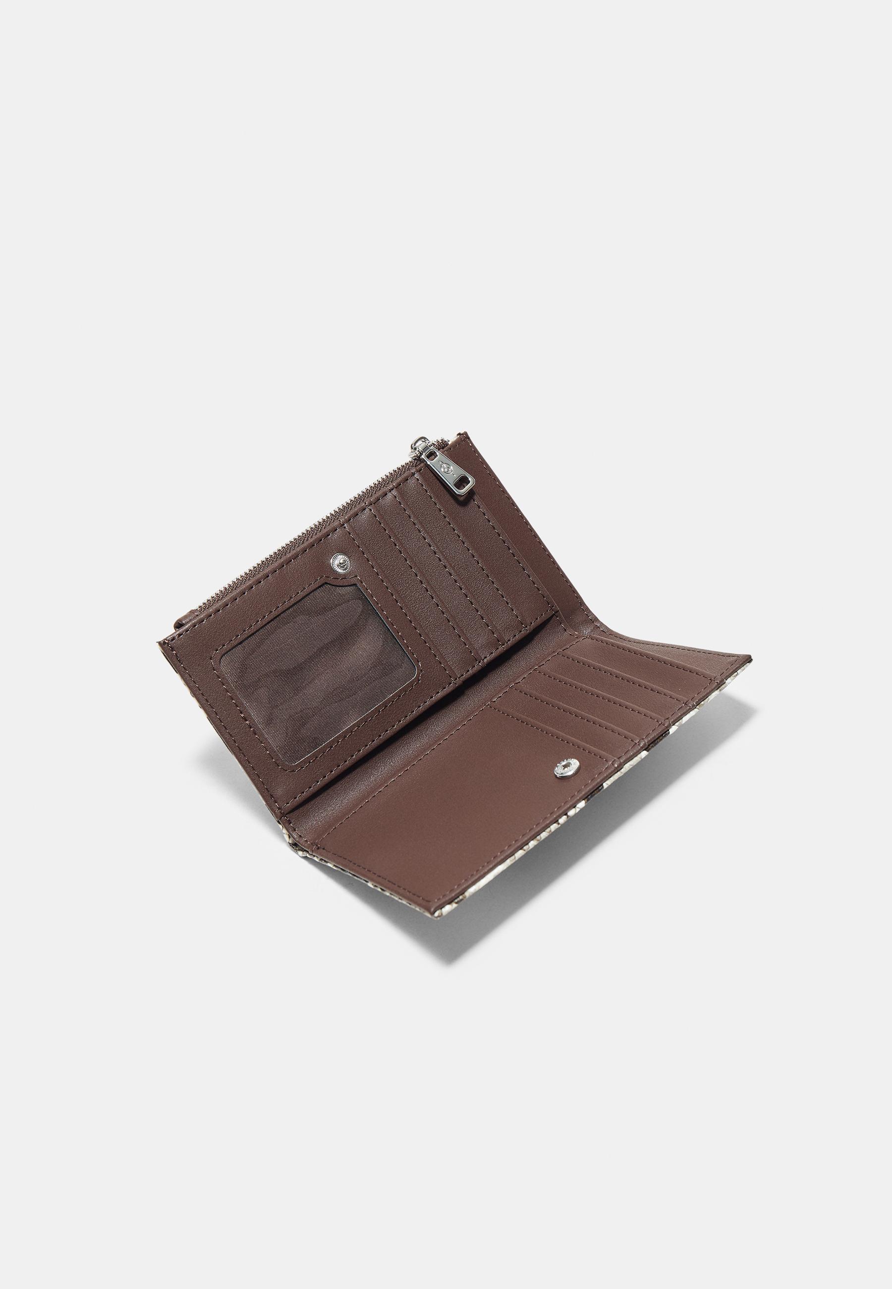 Basic snakeskin print purse — Stone