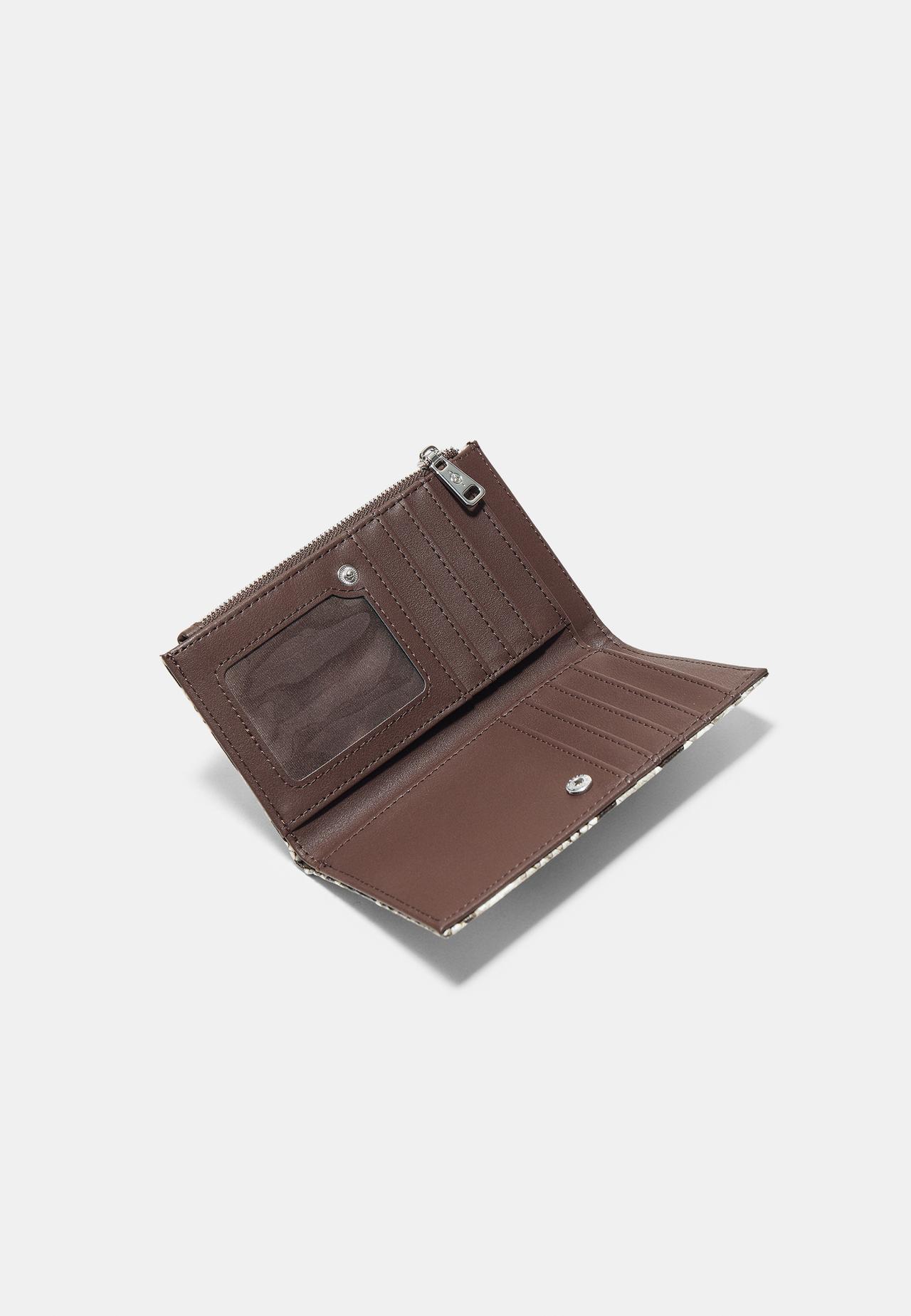 Basic snakeskin print purse — Stone
