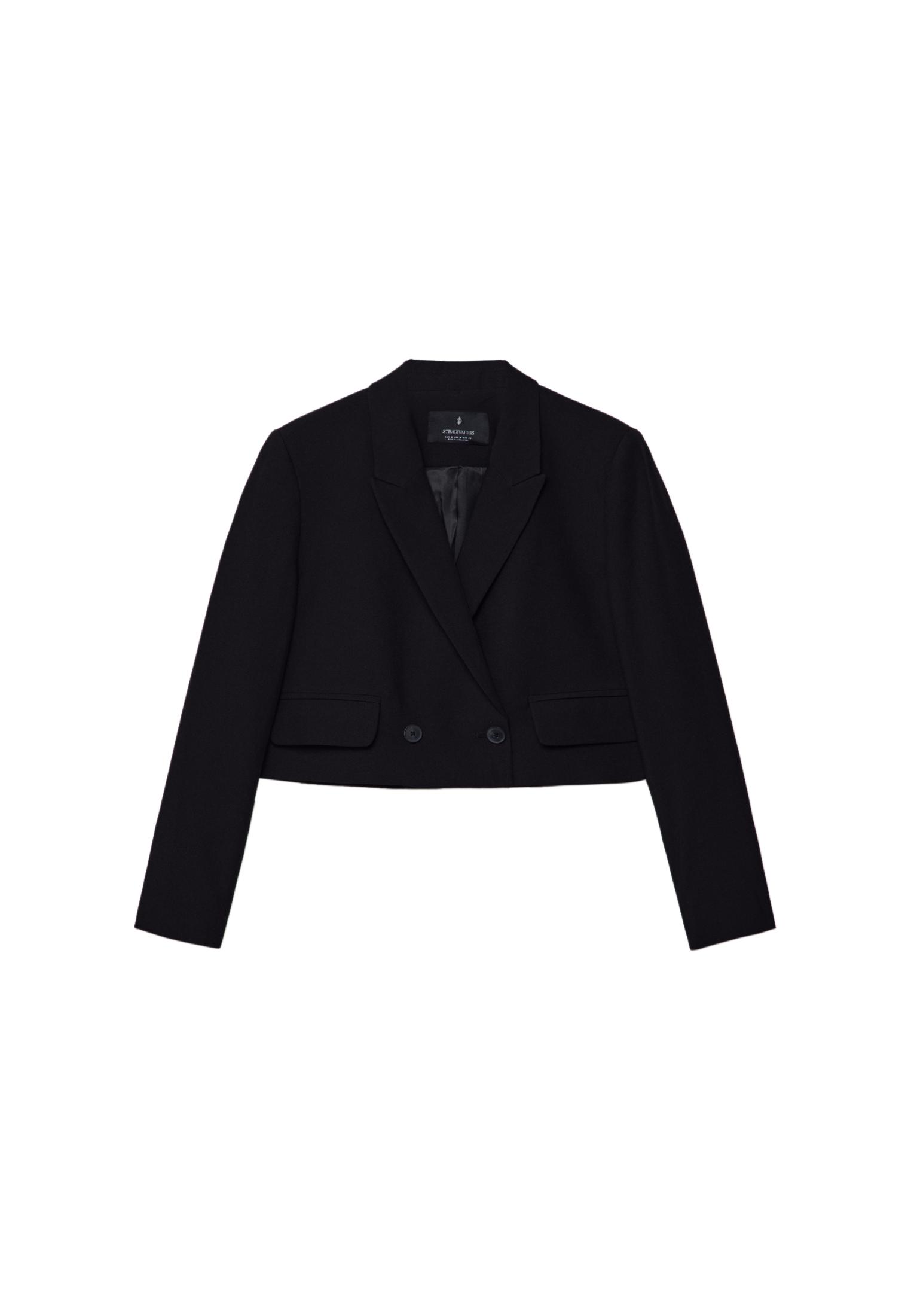 Cropped blazer dress — Black