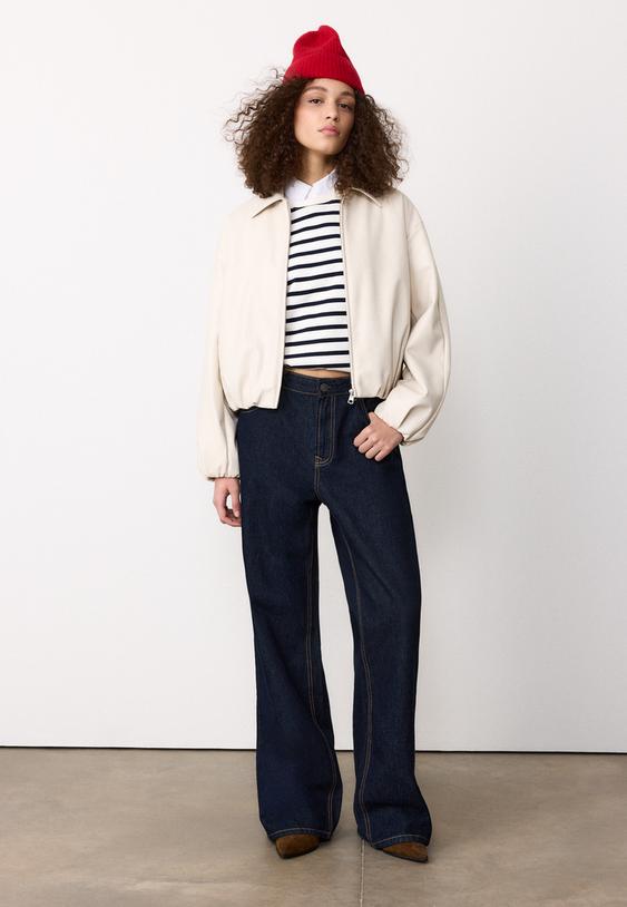 cazadora bomber acolchada efecto piel