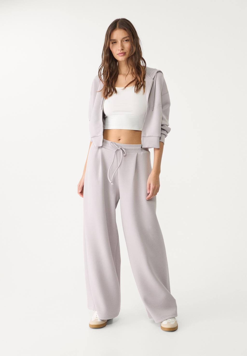 Soft-touch pleated jogger trousers