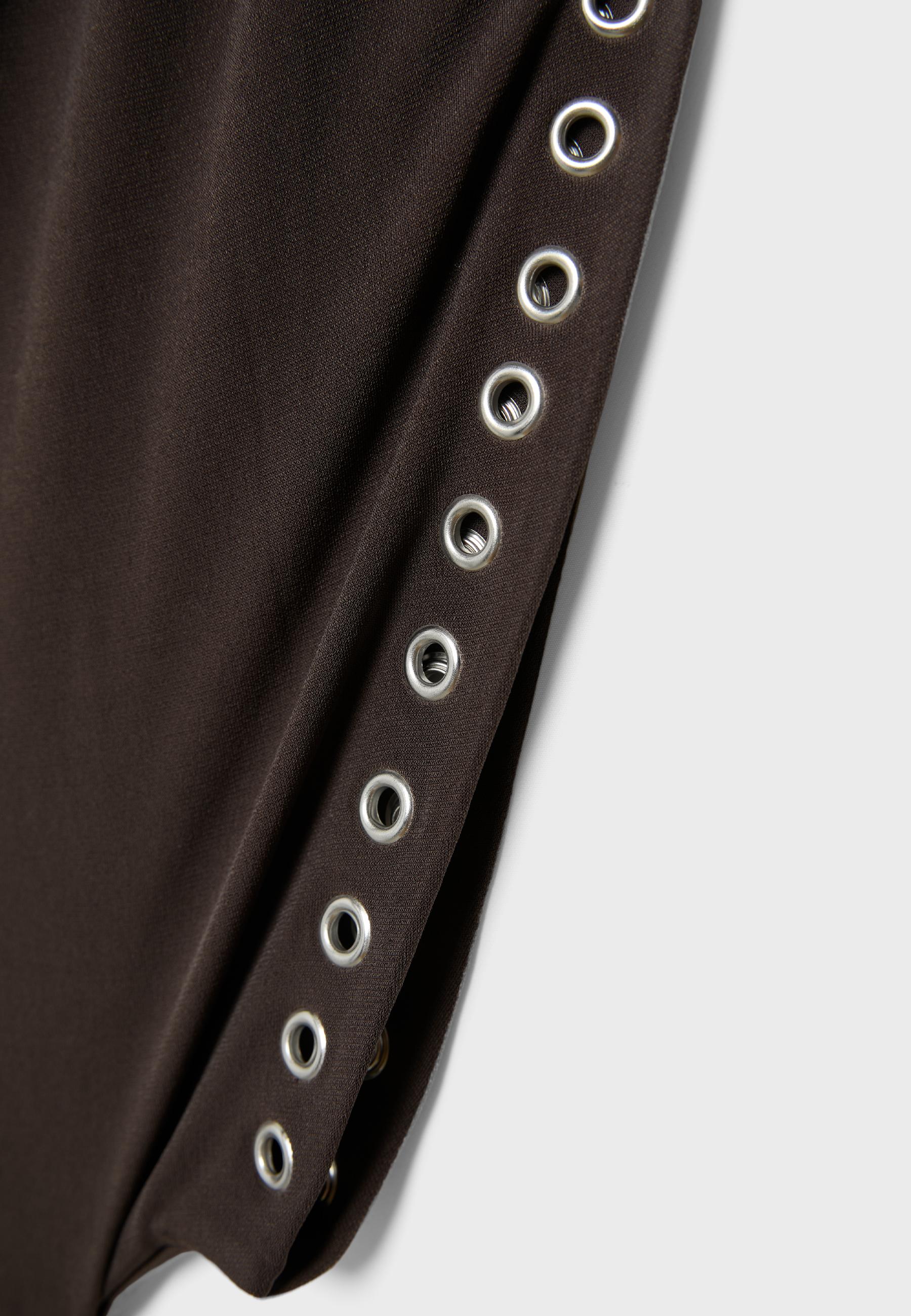 Asymmetric stud-detail sleeveless top — Brown