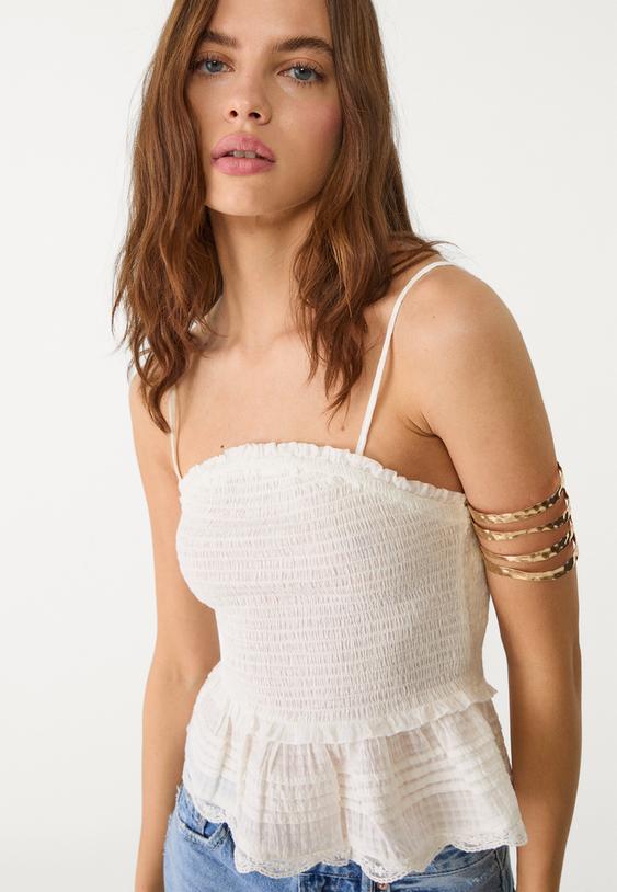 strappy top with ruffles