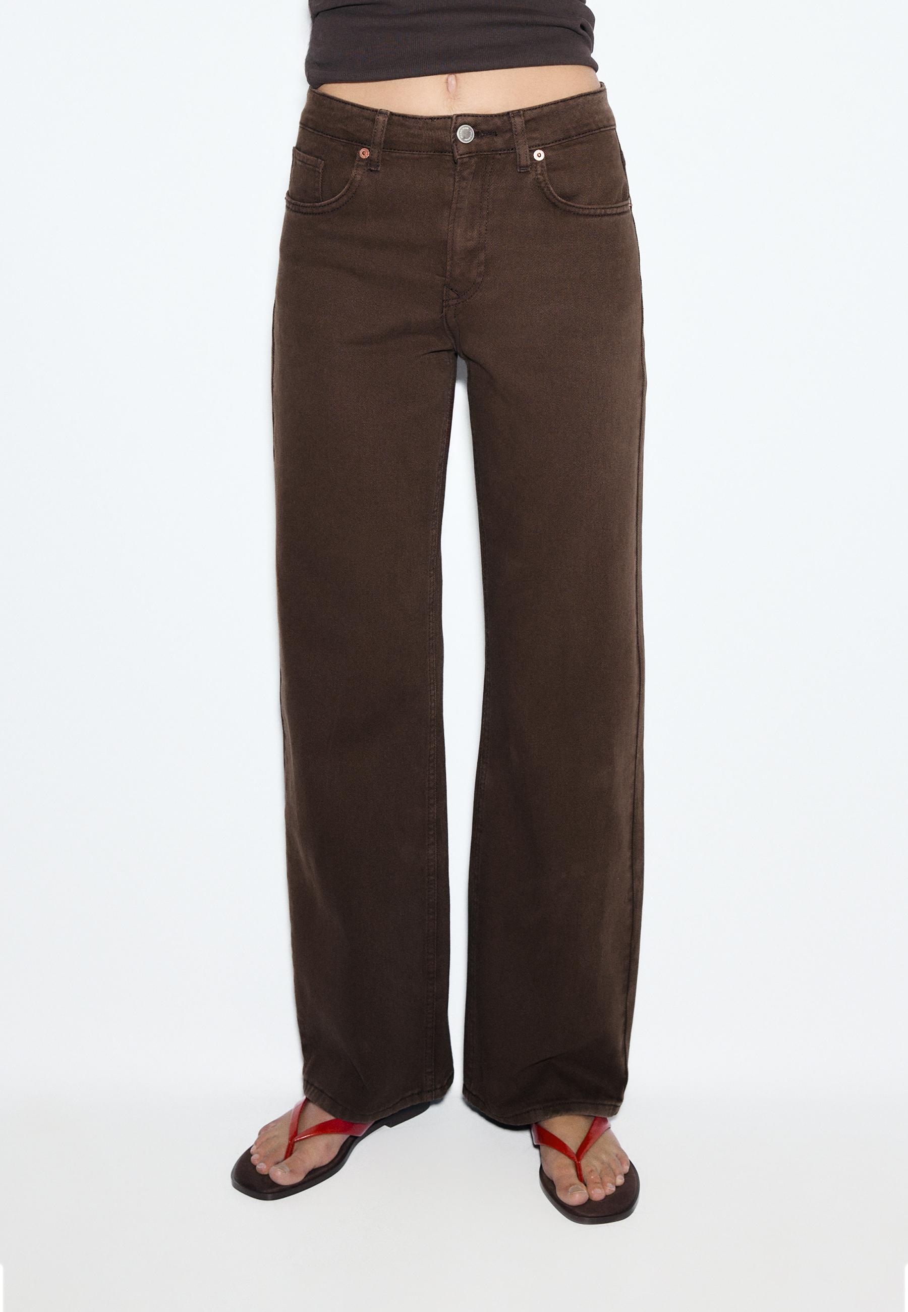 D92 Ripped straight wide-leg jeans — Brown