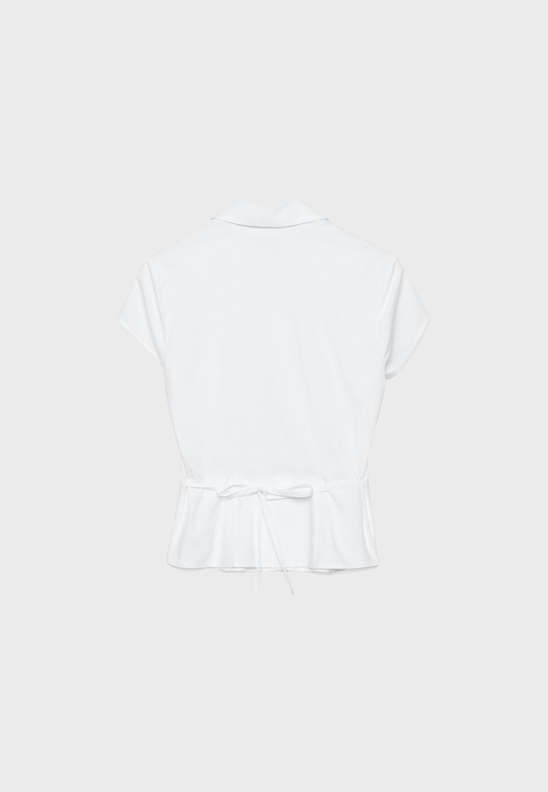 Short sleeve shirt with underbust seam — White