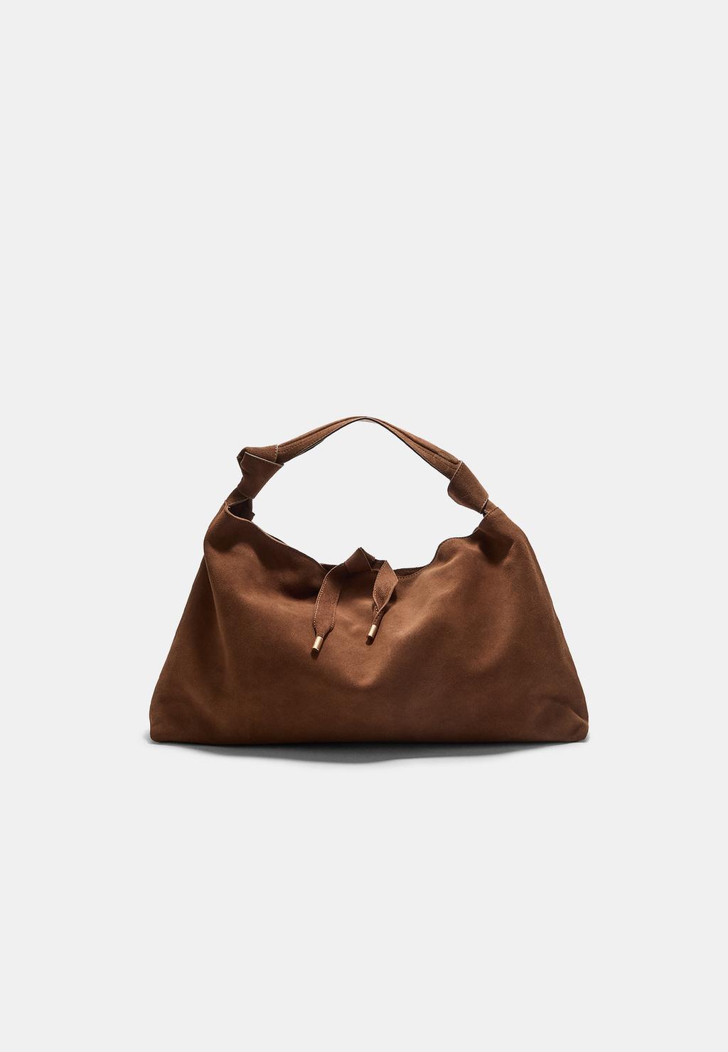Schultertasche mit Lederknoten