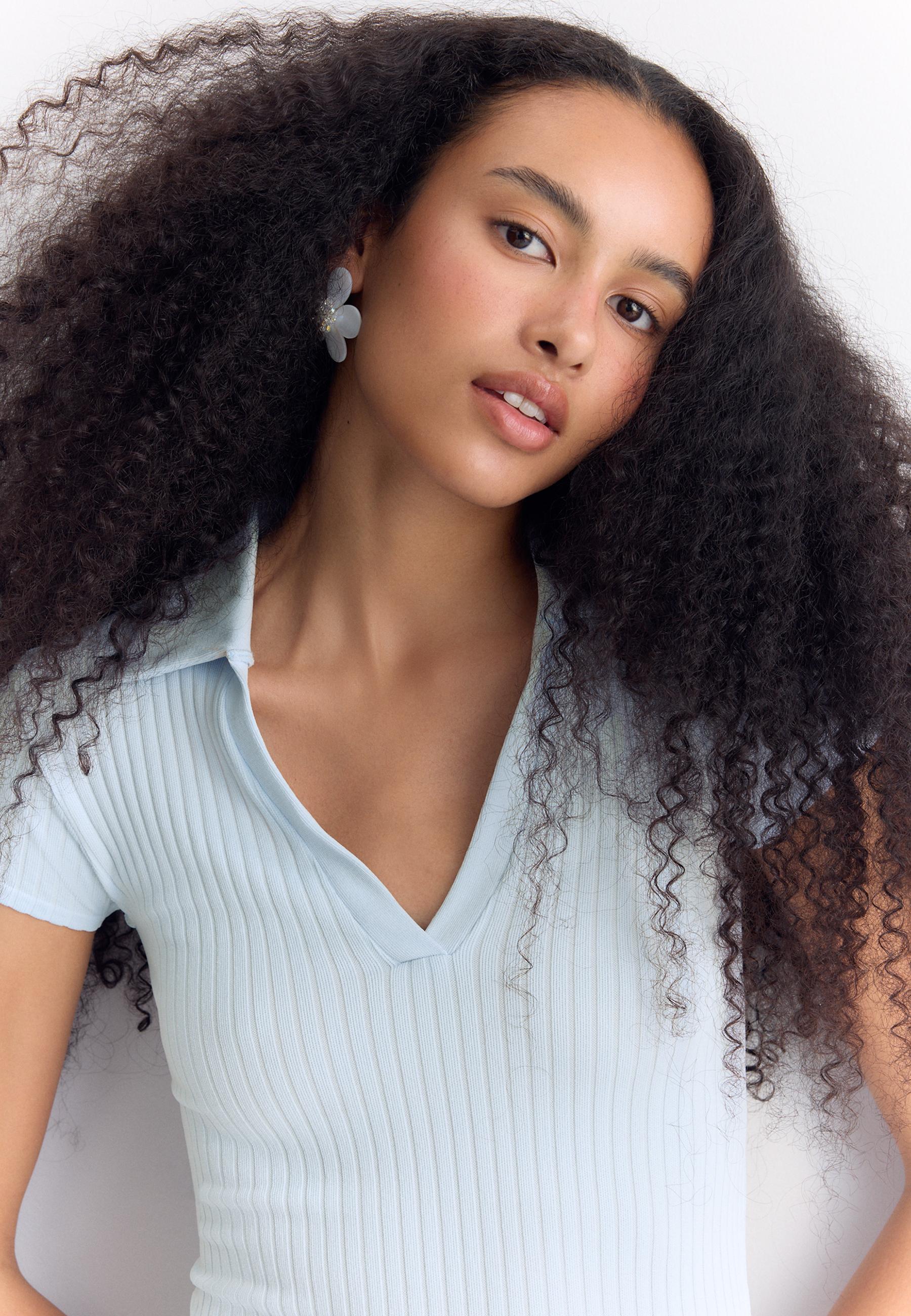 Basic seamless polo T-shirt — Sky blue