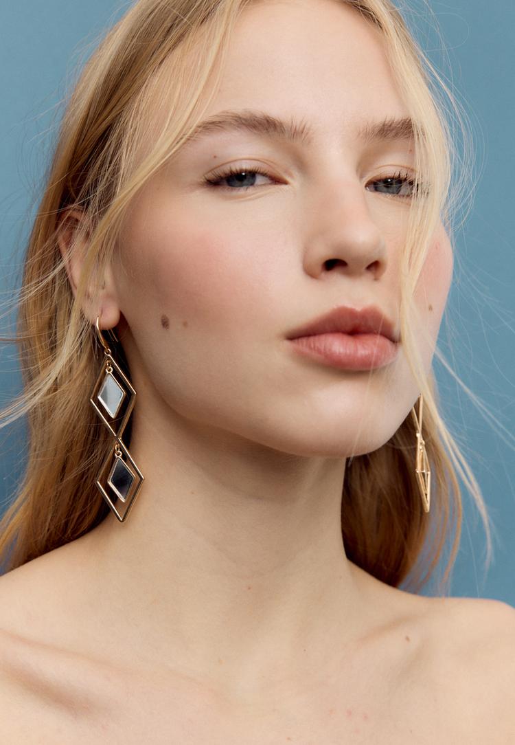 pendiente rombo efecto espejo