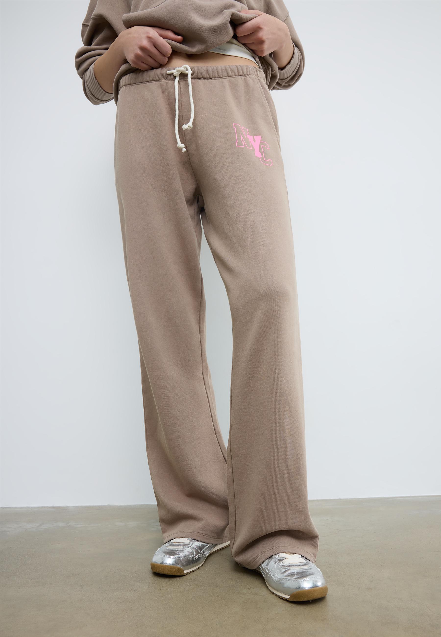 Positional washed effect jogger trousers — Beige
