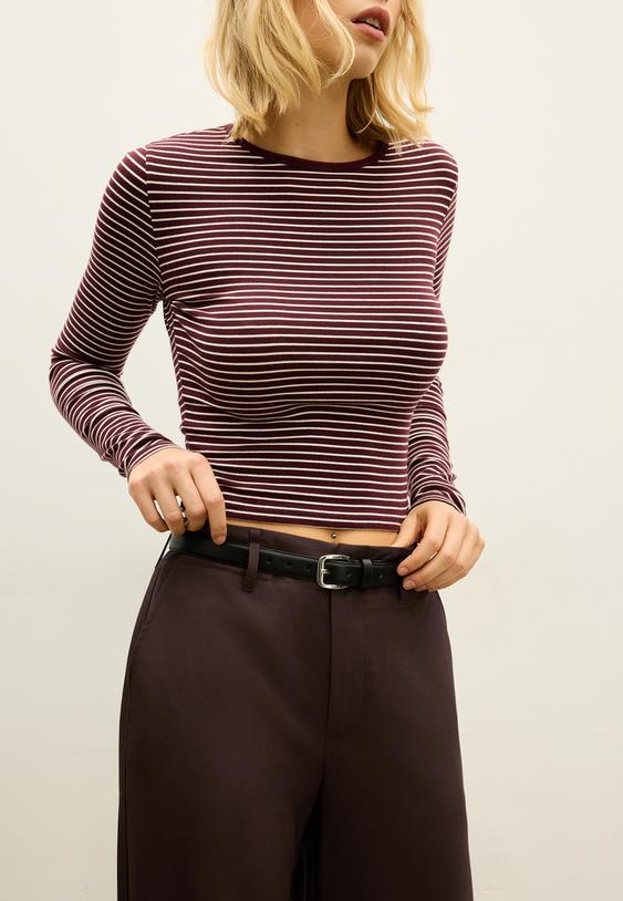 duz kesim dokumlu kemerli pantolon