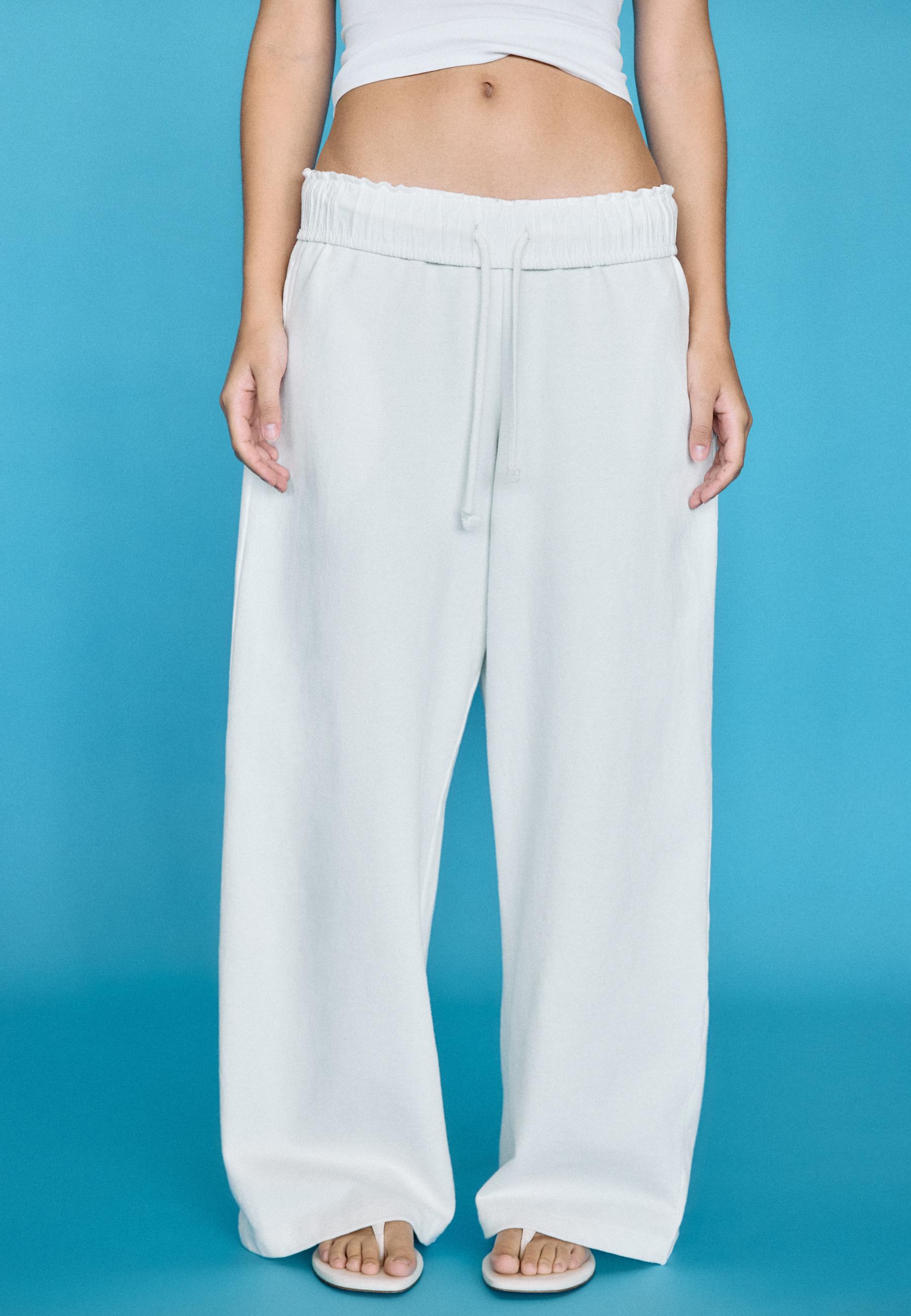 Stradivarius Yıkama efektli straight fit jogger pantolon görsel 7