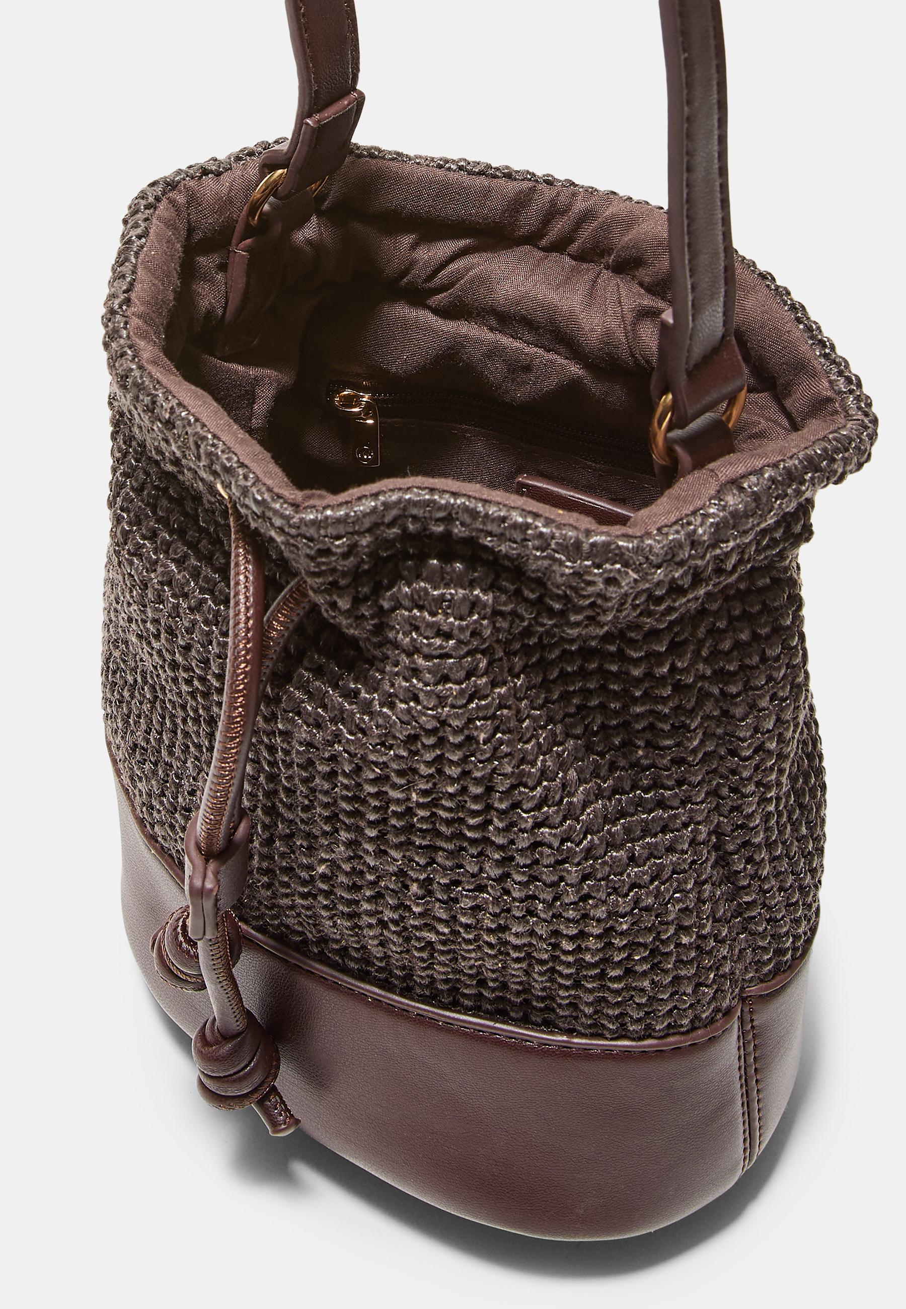 Contrast crochet crossbody bag — Brown