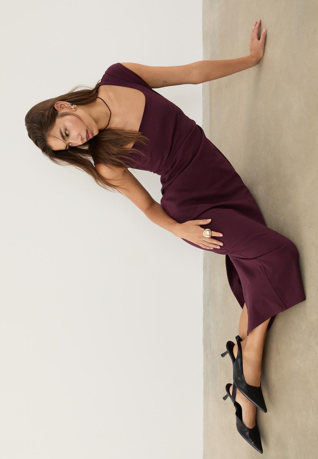 Gathered midi dress