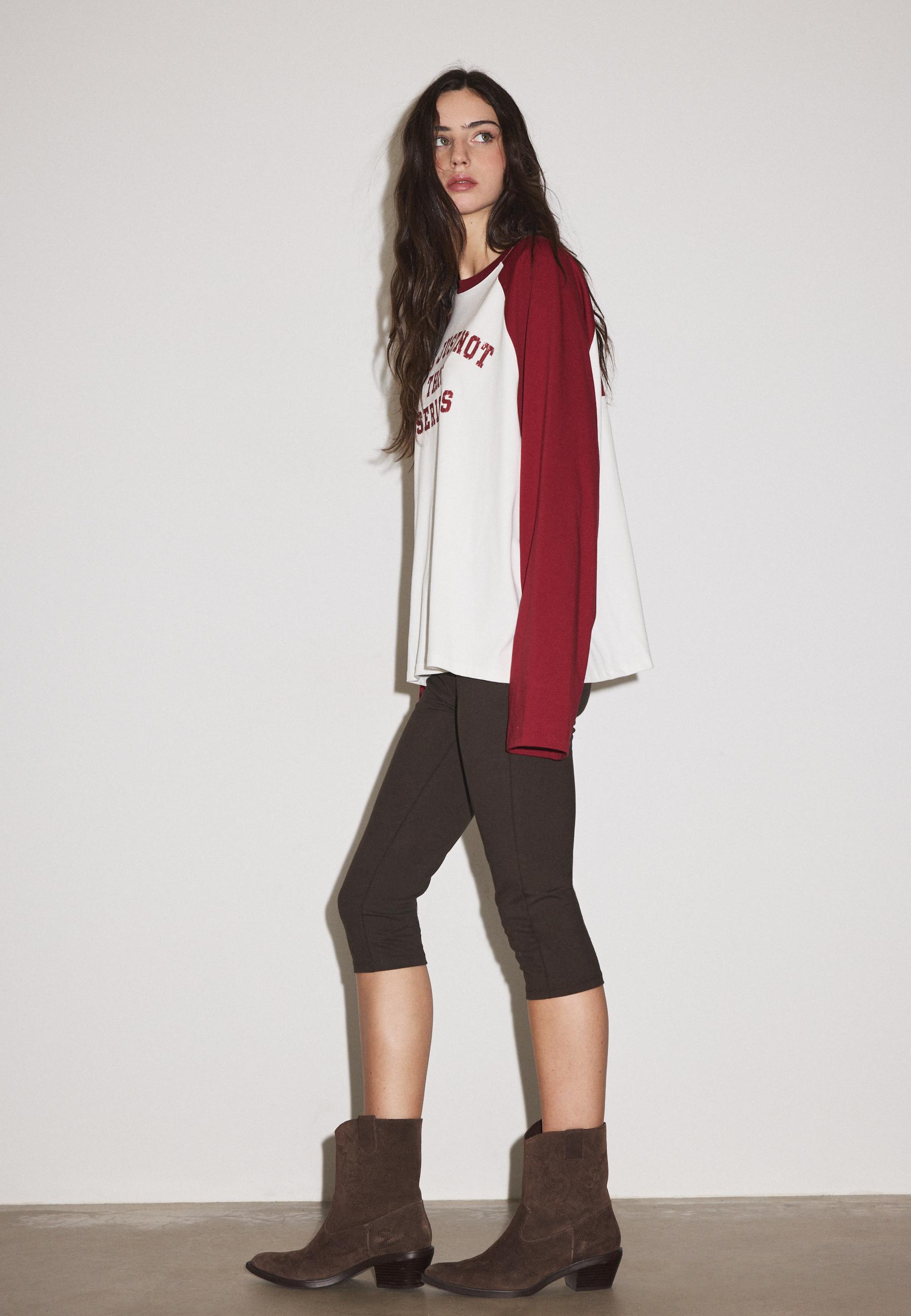 Long sleeve positional raglan T-shirt — Dark red