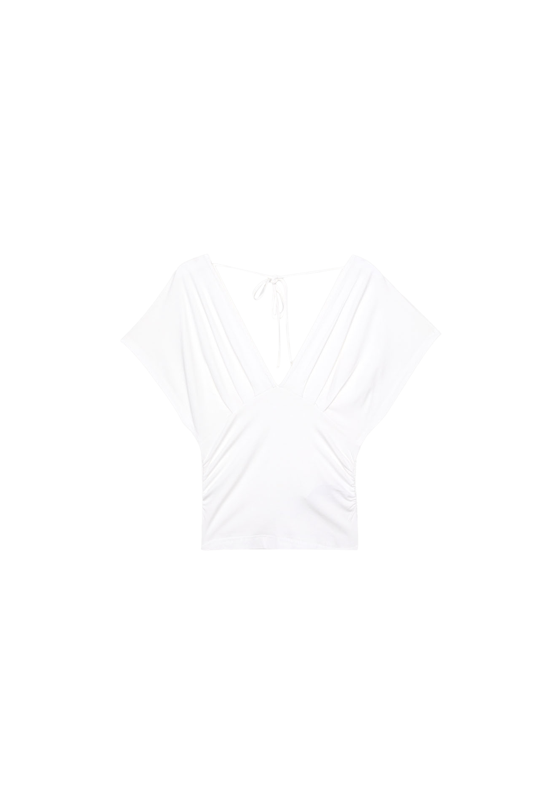 V-neck top with sash — Ecru