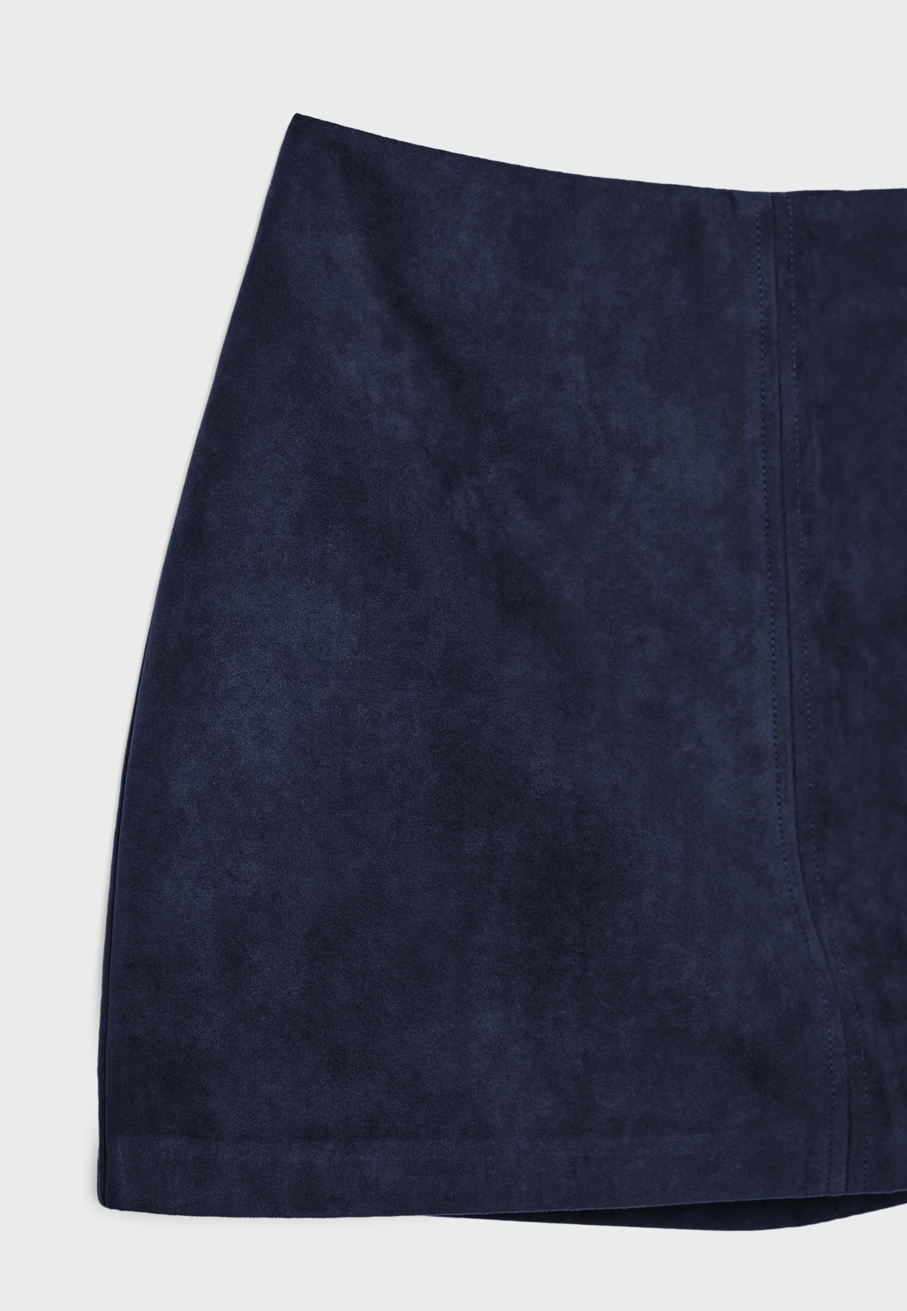 Faux suede mini skort — Navy blue