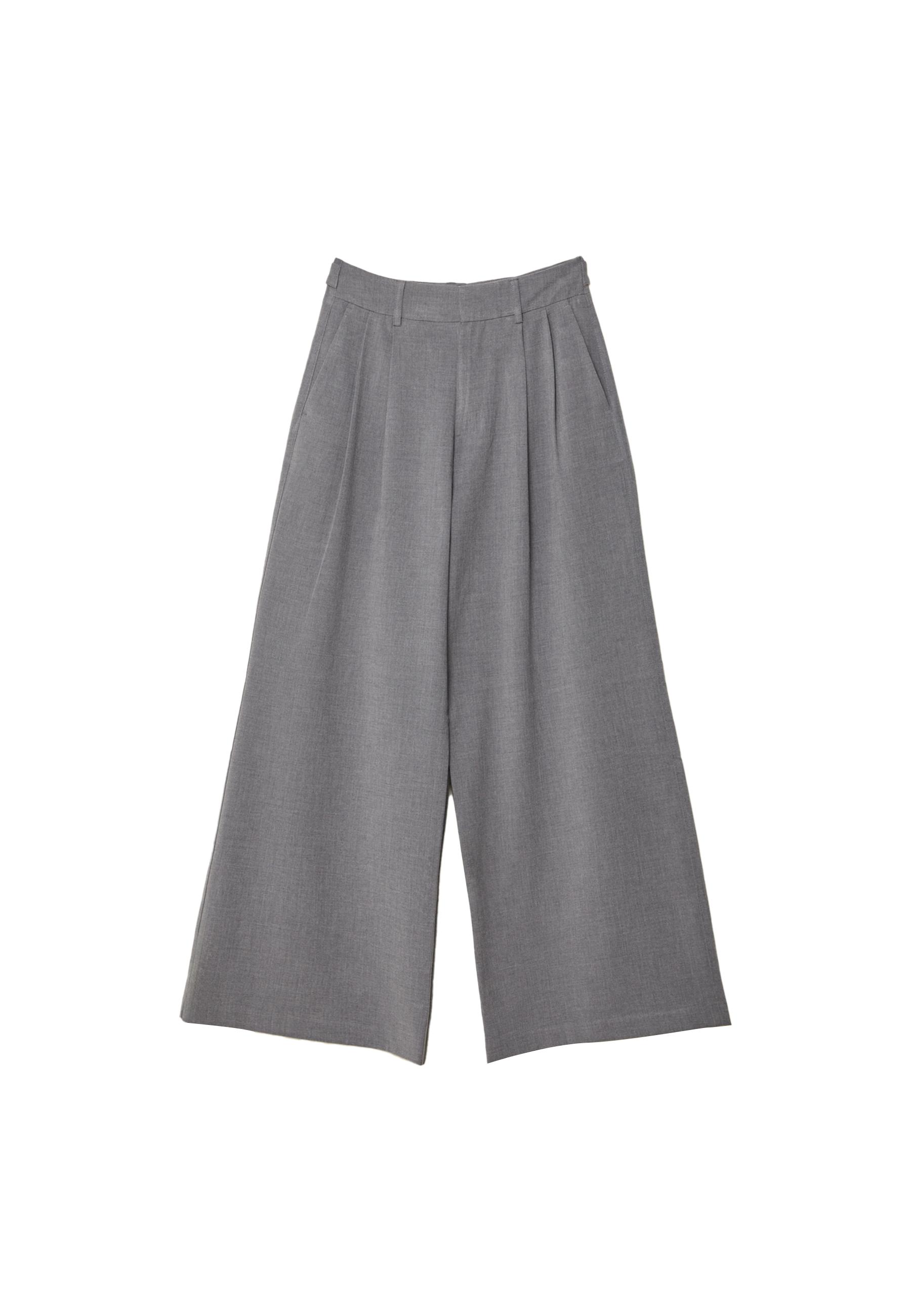 Wide-leg smart trousers with adjustable buttons — Dark grey