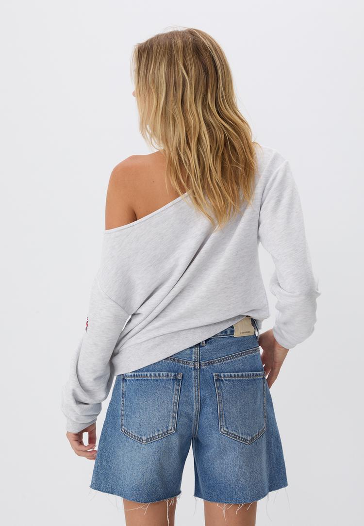 ack omuzlu grafik sweatshirt