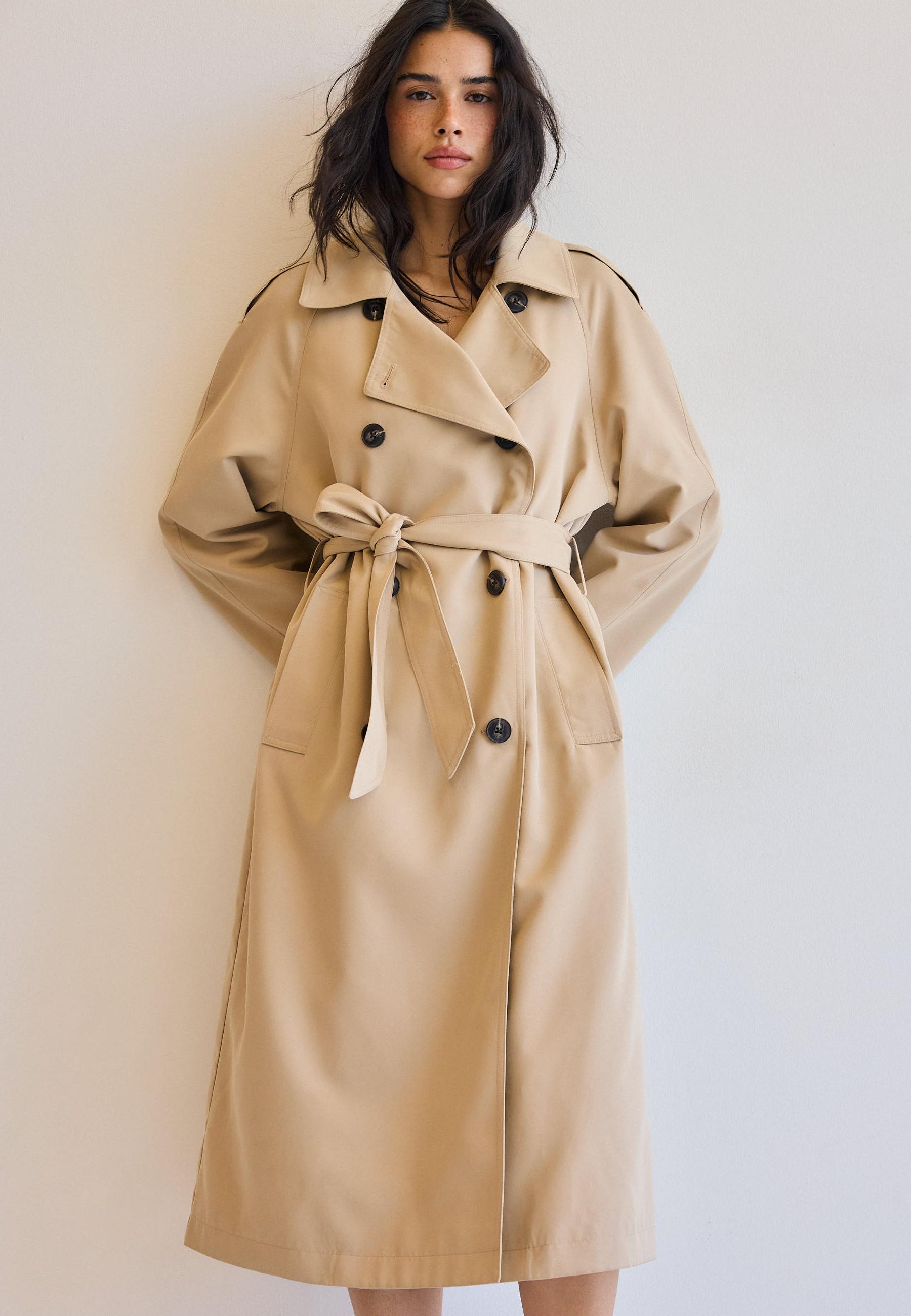 Long flowing trench coat — Stone